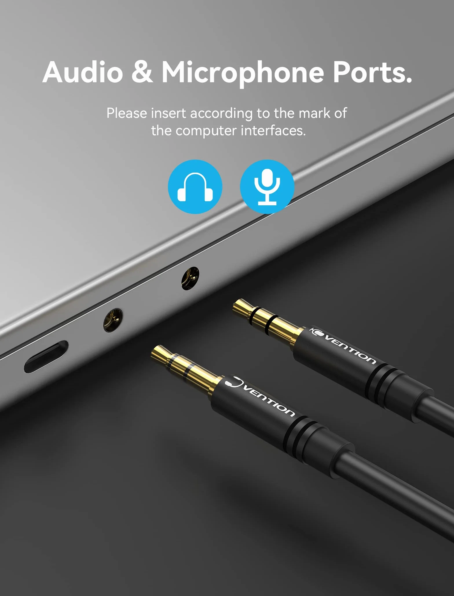 VENTION Sdoppiatore Cuffie Microfono Doppio Jack 3,5mm in Alluminio Maschio a Femmina Cavo Audio 2 in 1 per Notebook, PC, PS4, Xbox (1m)