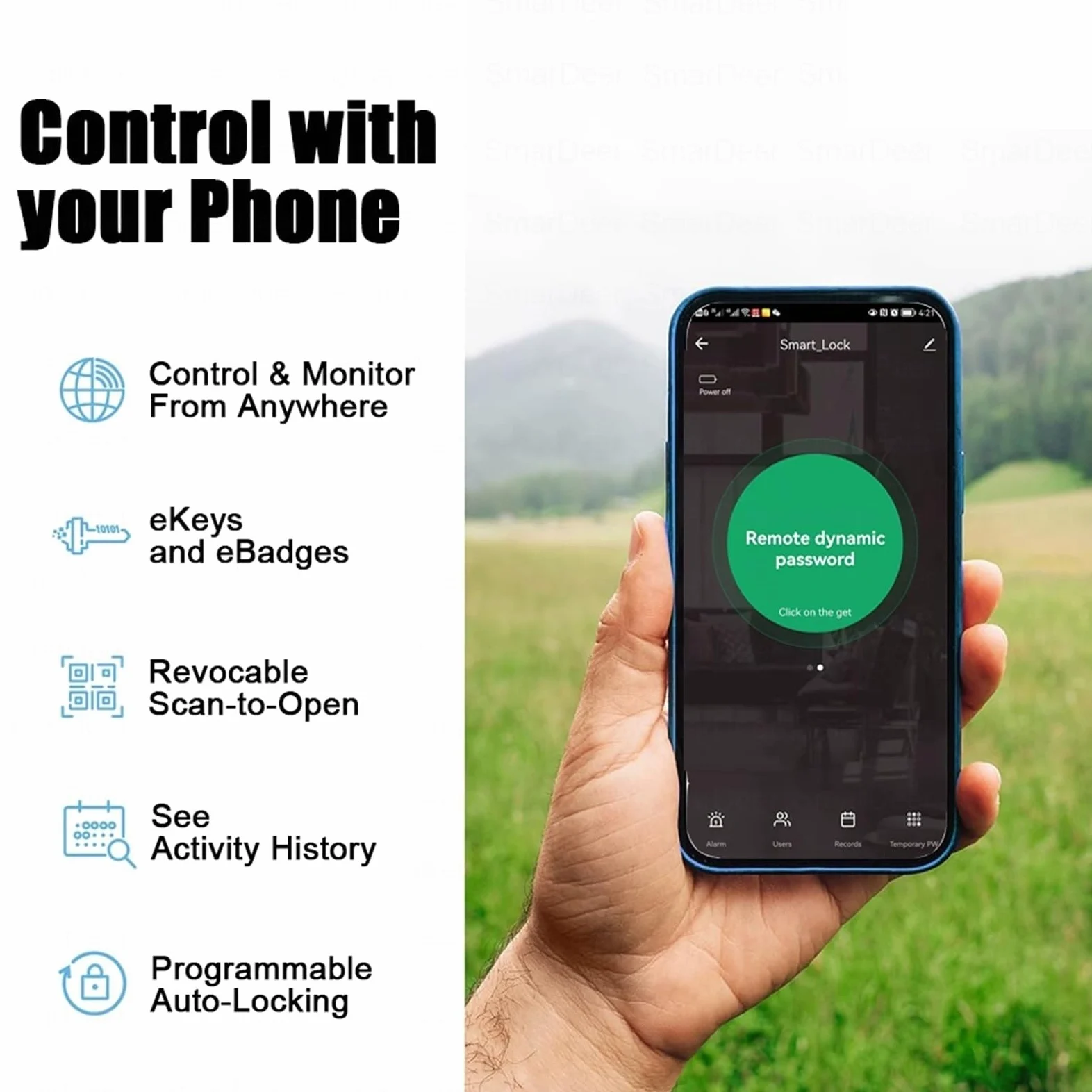 Serratura elettronica Smart Lock con blocco delle impronte digitali 5 in 1 Accesso senza chiave tramite impronta digitale/Cod/Card/App,Protezione intelligente affidabile(22x195(50 50))