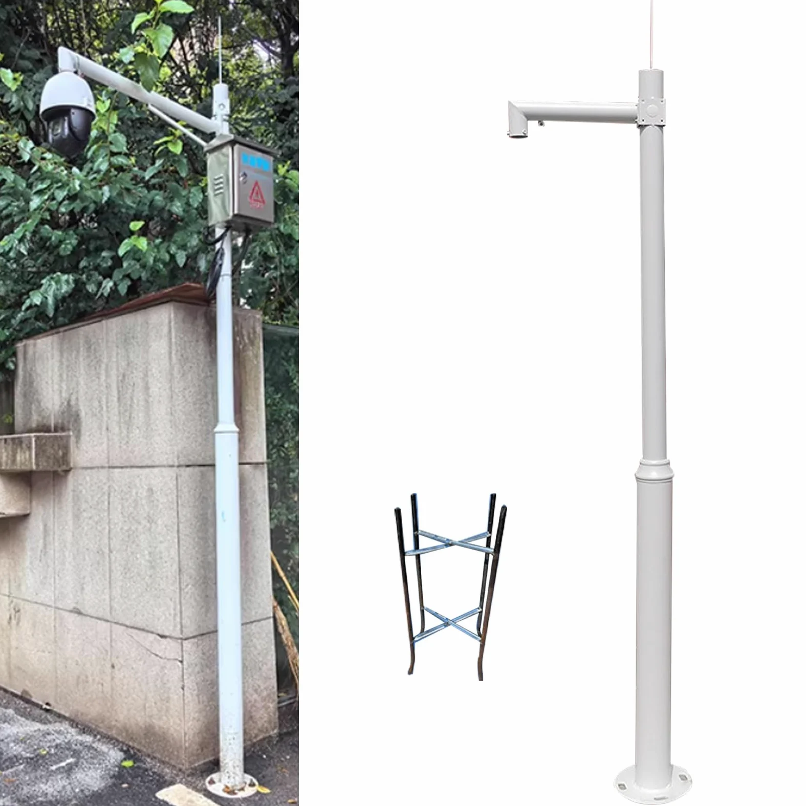 Palo per Telecamera di Sicurezza Palo Angolare per Videosorveglianza Esterna, Palo per Telecamere a Circuito Chiuso 2 2,5 3 3,5 4 4,5 5 6 m, Colonna per Telecamera a Cupola Bianca(16.4ft (5m))