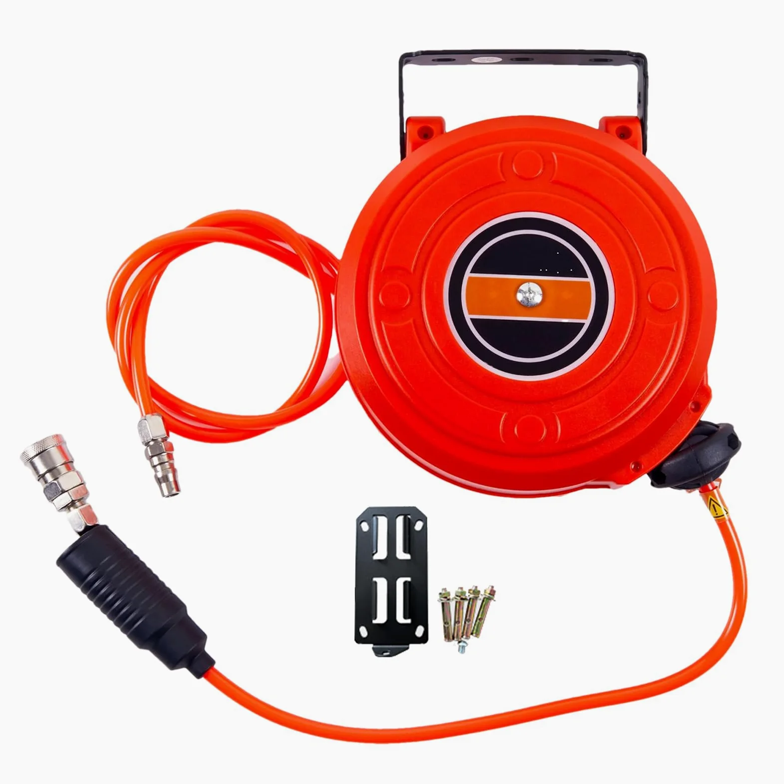 Avvolgitubo automatico – robusto organizer per condotti d'aria, blocco di | arresto regolabile, di rimbalzo senza grovigli, unità di stoccaggio girevole per compressore da officina