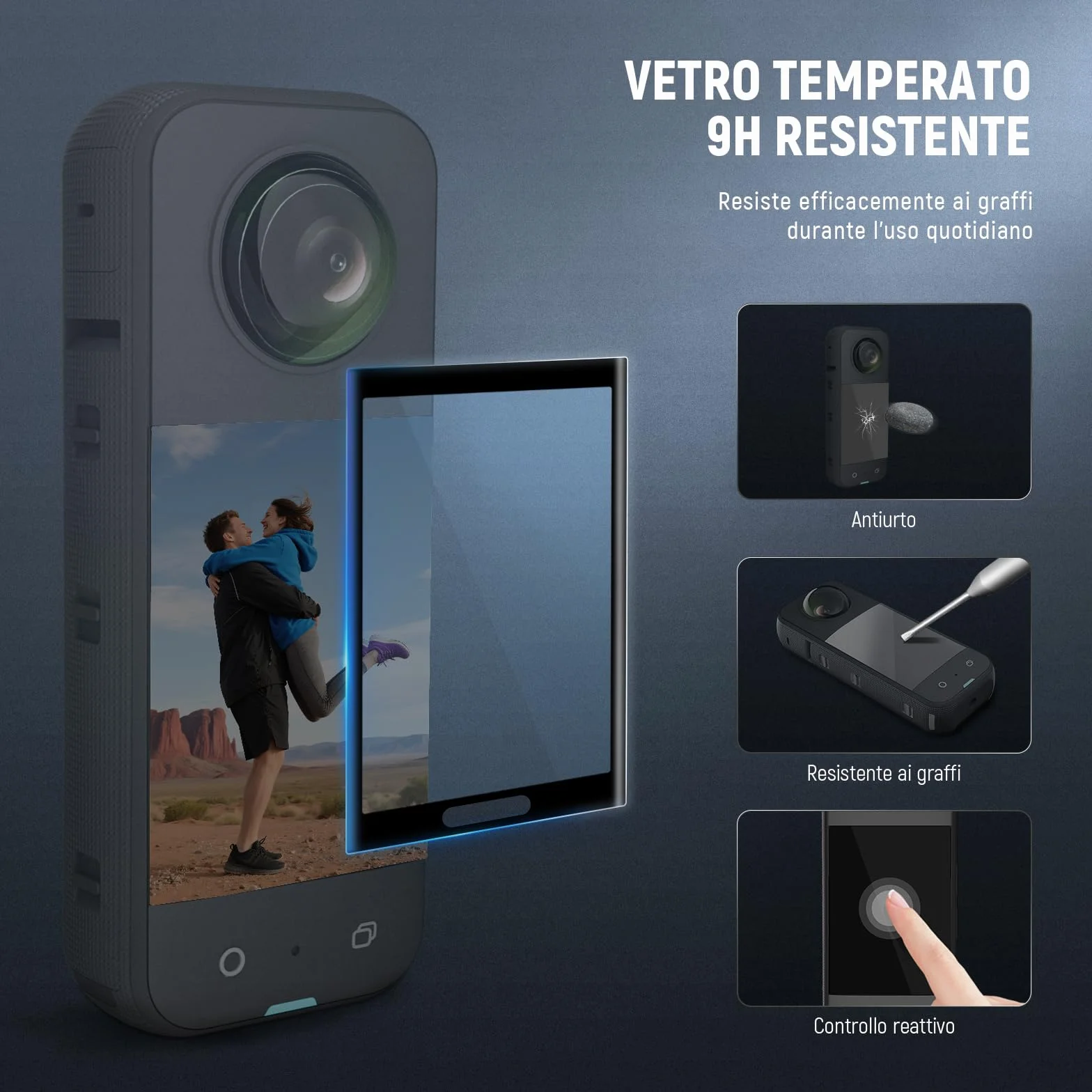NEEWER Protezione per Schermo/Lente Compatibile con Insta360 X5 X4 Action Cam, Pellicola Protettiva per Schermo Temperato (2pz), Cap Custodia Protettiva in Silicone e Kit Accessori di Ricambio, CA156