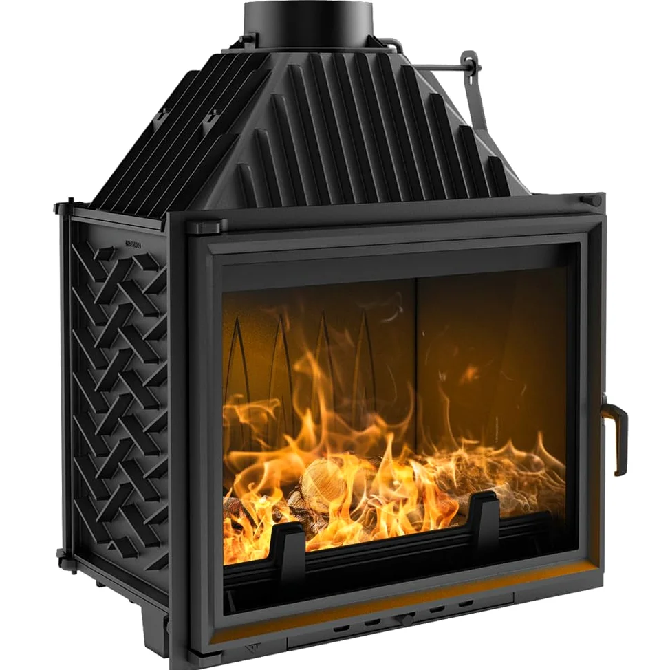 KRATKI Inserto per camino in ghisa a legna AMELIA 21 kW Ø200 frontale A 2 | Ghisa nero, efficienza 80%, classe A. Ecodesign.; combustione efficiente; basse emissioni; calore uniforme; alta potenza