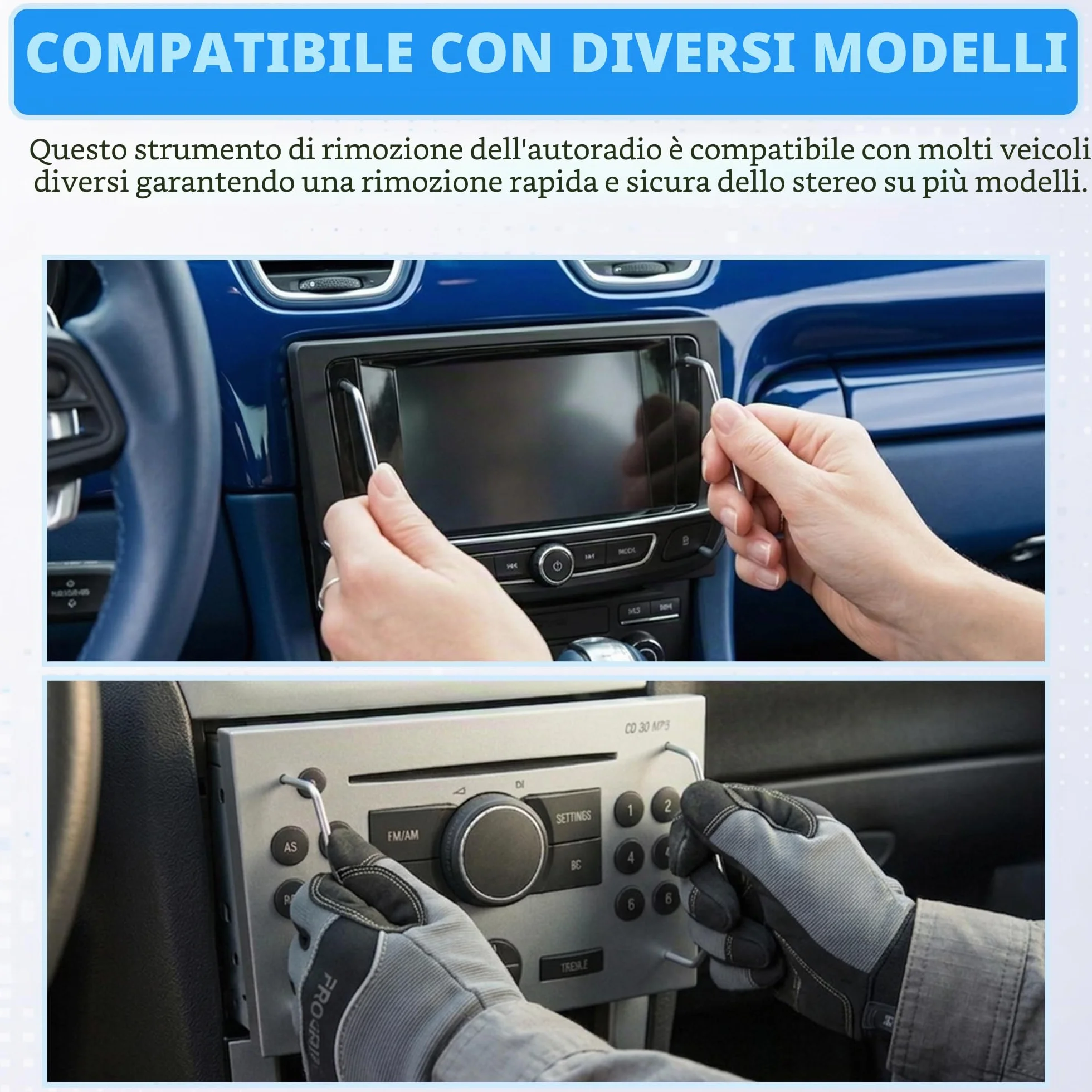 Auto Radio Rimozione Key DIN Chiavi di Sblocco per Auto/Automobile/Car Unità lettore CD Pins | Pin Universale Stereo CD40 Strumenti (2 Pezzi)