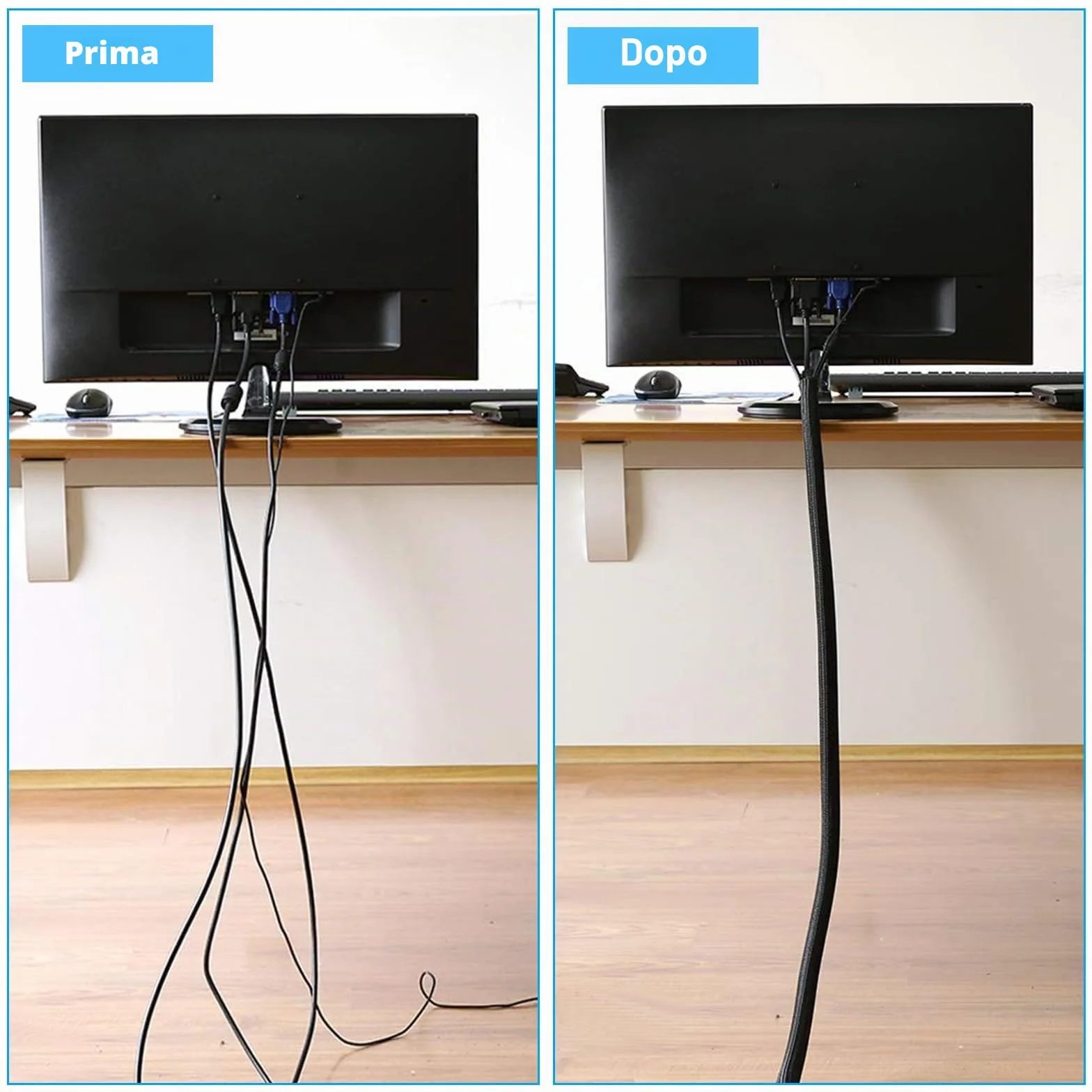 SURFOU Guaina per Cavi Elettrici 3.1m X 13mm, Scrivania Copricavi Nera, Raccogli Fili Nascondi Passacavi, Copricavo Cavo Guaine Raggruppa Flessibile Raccoglicavi Cable Antirofitori