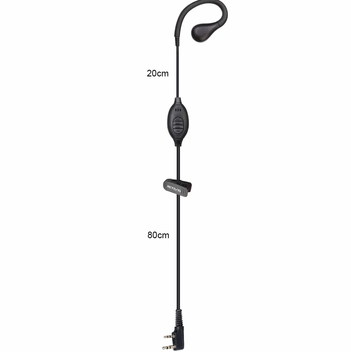 Retevis RT622 Walkie Talkie Auricolare, 2 pin, Compatibile RT24 RT27 RT28 RT619 eSynic UV-5R BF-88E BaoFeng BF-888S Kenwood, Curvetta Suricolare, Suricolare di Sicurezza (1 Pezzi)