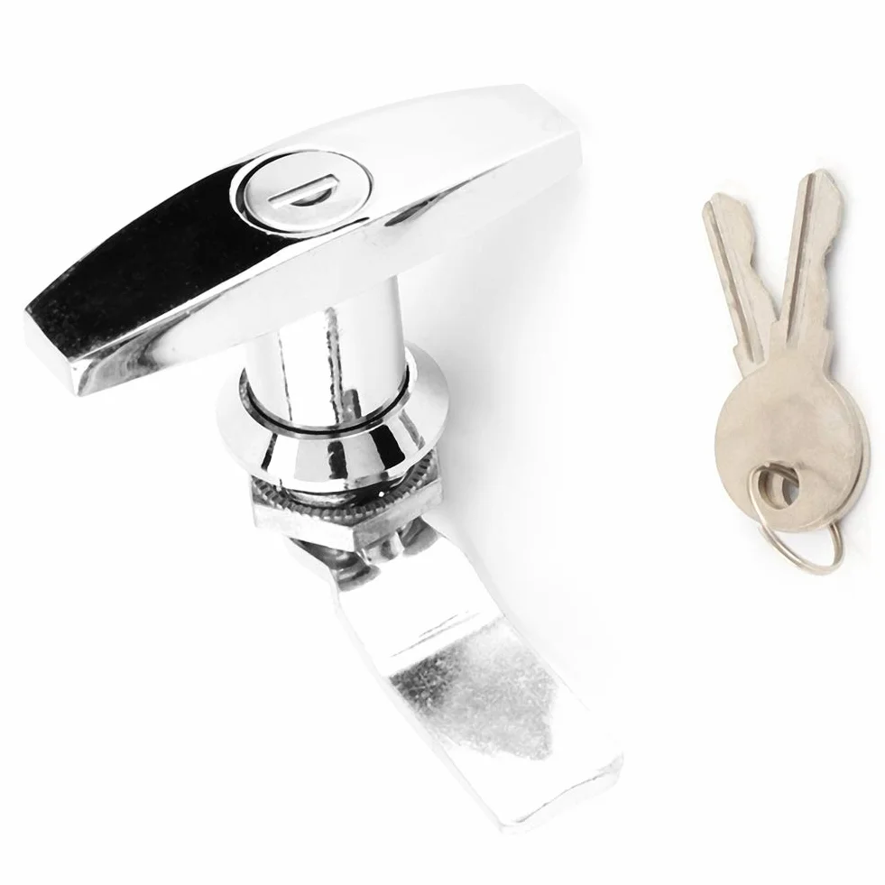 Kit di bloccaggio per maniglia a T per porta di sconto - Fissaggio posteriore Cassetta degli attrezzi di bloccaggio della maniglia a T Serratura per porta del garage con chiavi per tenda da caravan