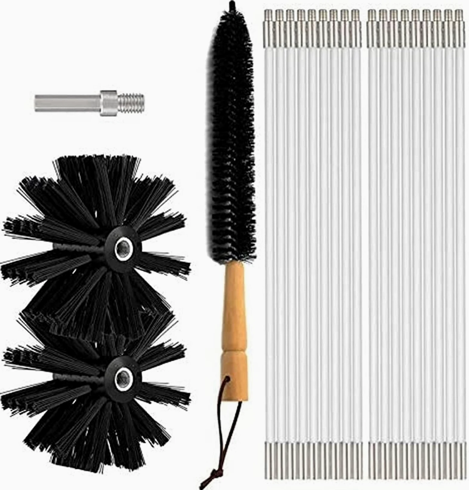 Kit Canna per Canna Fumaria, Kit Attrezzi per La Pulizia della Spazzatrice Elettrico per Trapano Rotante con Aste Flessibili in Nylon, Pulito dal Basso Verso l'Alto Kit Pulizia Camino