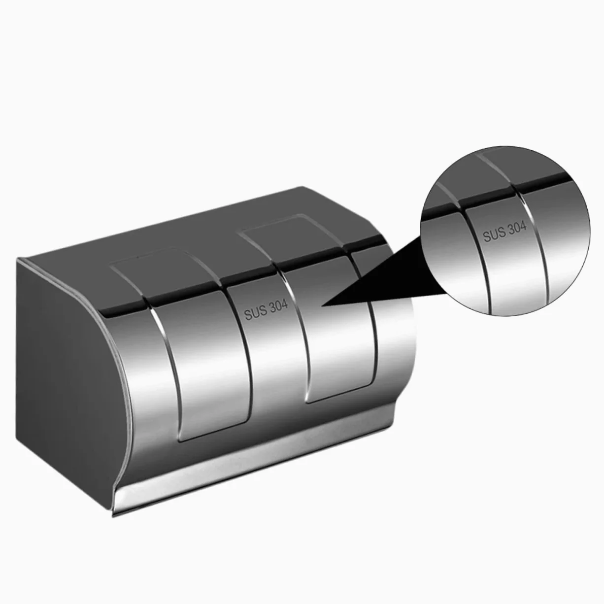 Portarotolo da Bagno in Acciaio Inox 304, Scatola Porta Carta Igienica da Parete senza Fori, Argento, per Casa