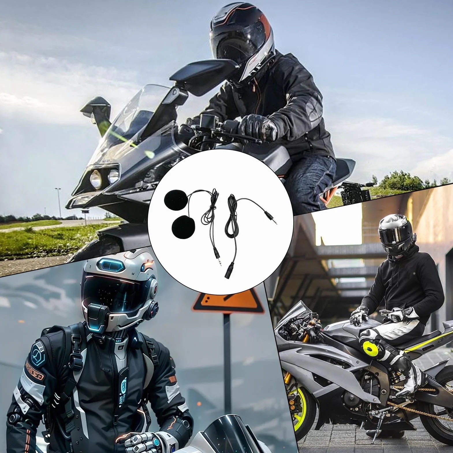 Genérico Altoparlanti per casco da motocicletta: microfono per casco senza fili, audio ad alta fedeltà | Dispositivo di comunicazione di cancellazione del rumore per moto da neve, moto sport