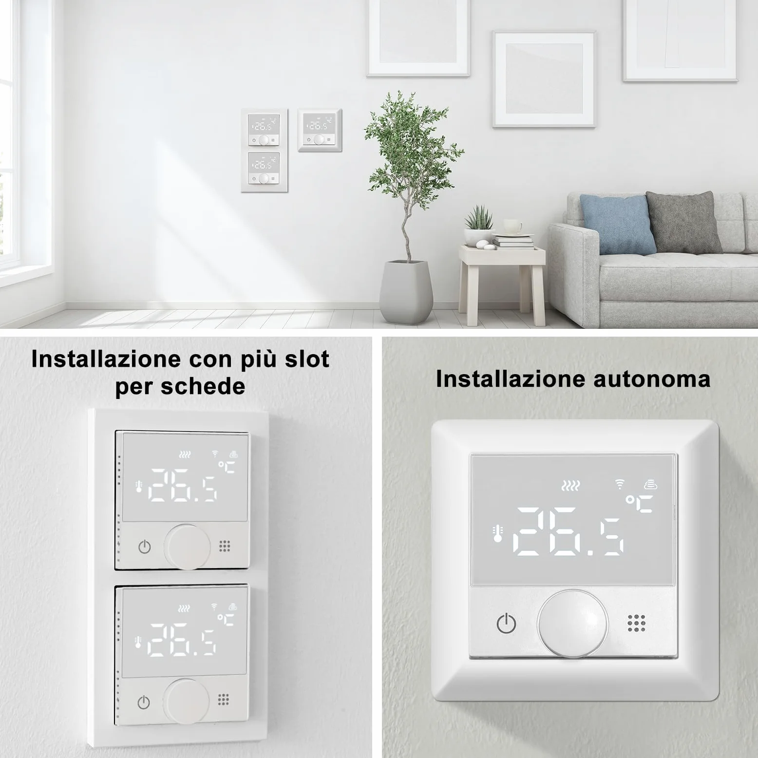 KETOTEK Termostato Digitale Smart per Riscaldamento a Pavimento Elettrico, Cronotermostato WiFi Programmabile 16A, Termostato Ambiente con Sonda, Compatibile con Alexa Comando Vocale