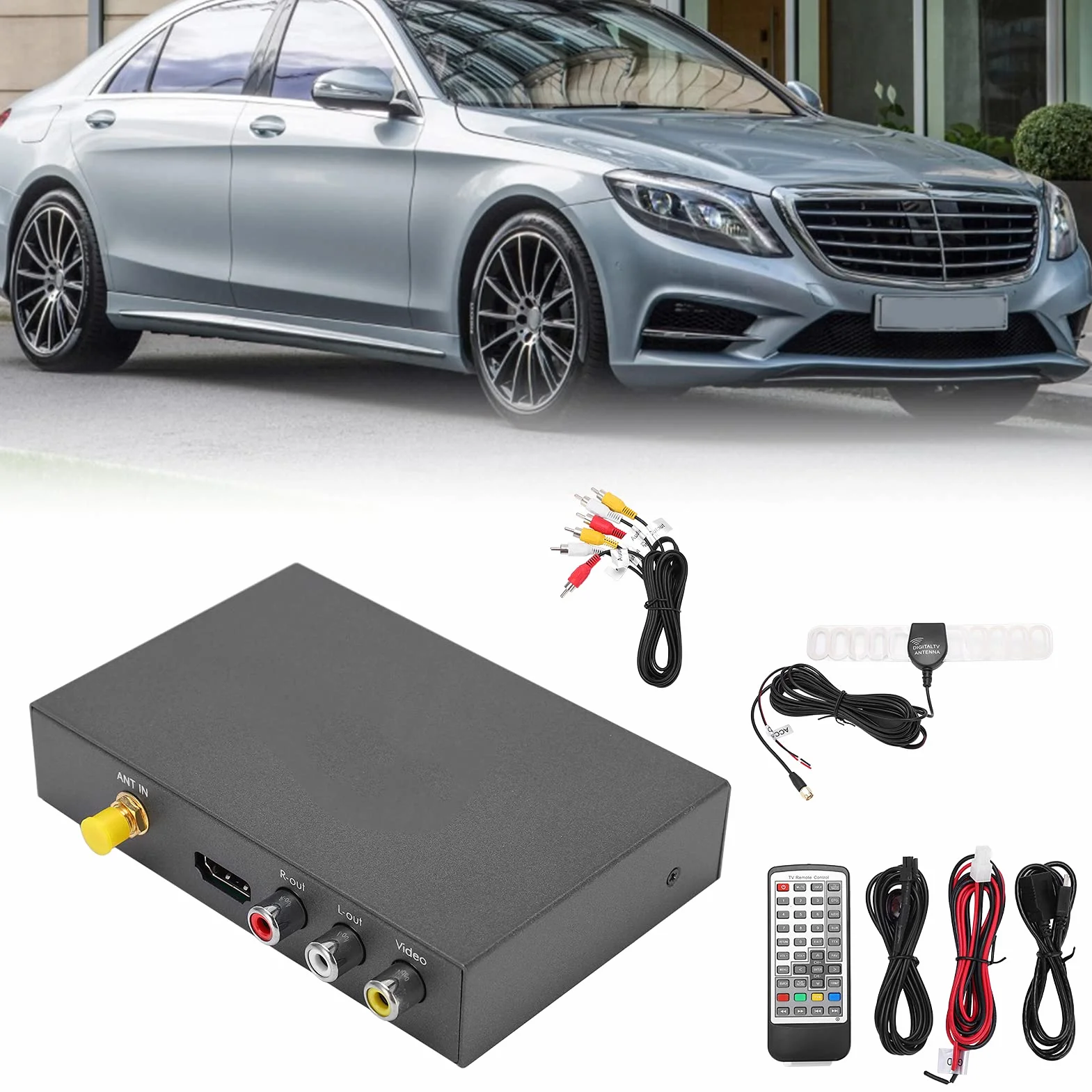 Sintonizzatore TV Digitale per Auto, Ricevitore TV Digitale per Auto H.265 DVB‑T2/T 6M/7M/8M Accessorio per Auto Antenna Ricevitore Sintonizzatore Analogico Telecomando