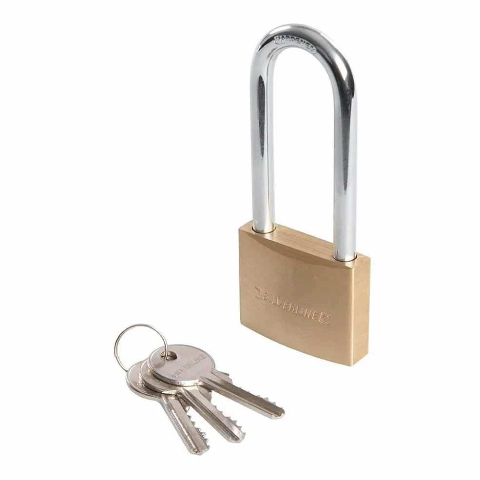 Silverline MSS04L - Lucchetto in ottone ad arco lungo, 50 mm