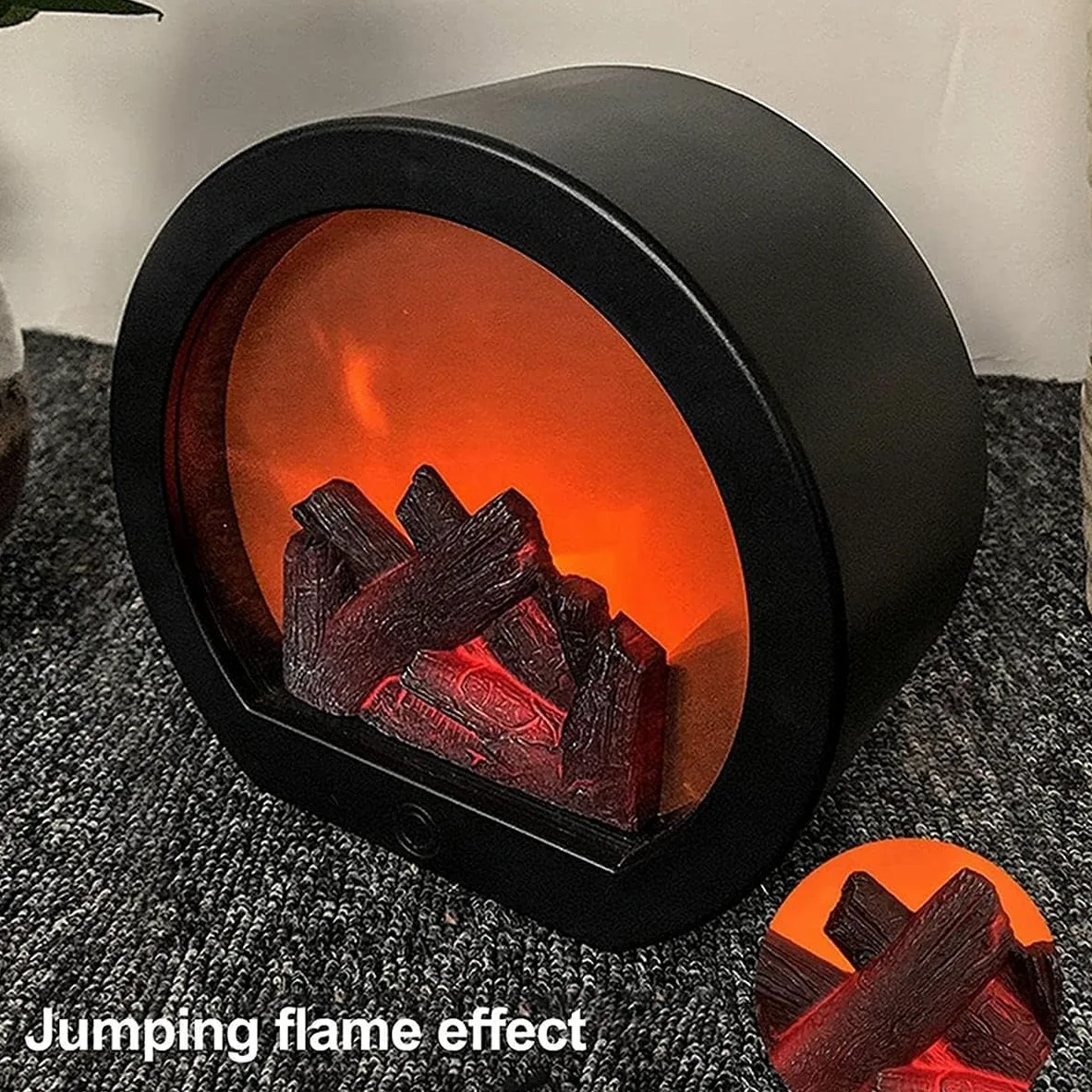 Caminetto Elettrico con Effetto Fiamma LED, Lampada Alimentata Batteria Fuochi Elettrici da Terra, Caminetto, Bruciatore Elettrico per Ceppi, Decorazioni per La Casa B