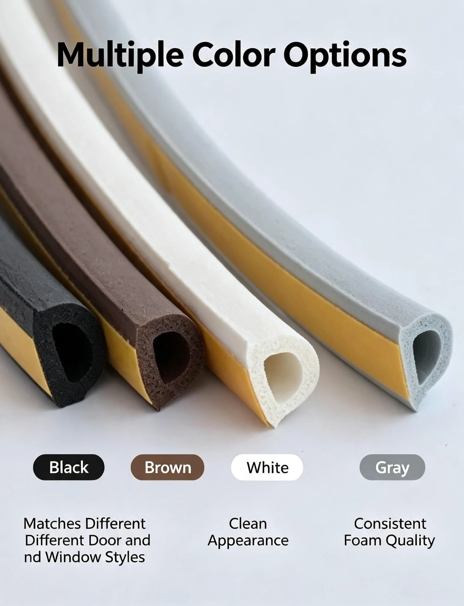 Guarnizione D autoadesiva – 10m nastro gomma schiuma per porte/finestre | Striscia for correnti d'aria for porte e finestre, guarnizione in gomma autoadesiva(Black,WxT: 0.9x0.75cm)