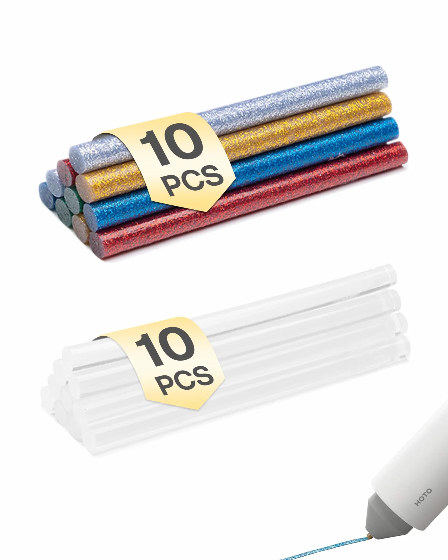 HOTO Stick di Colla a Caldo Glitter 7mm 6 Colori 20 Pezzi 7 x 125mm Universale per DIY