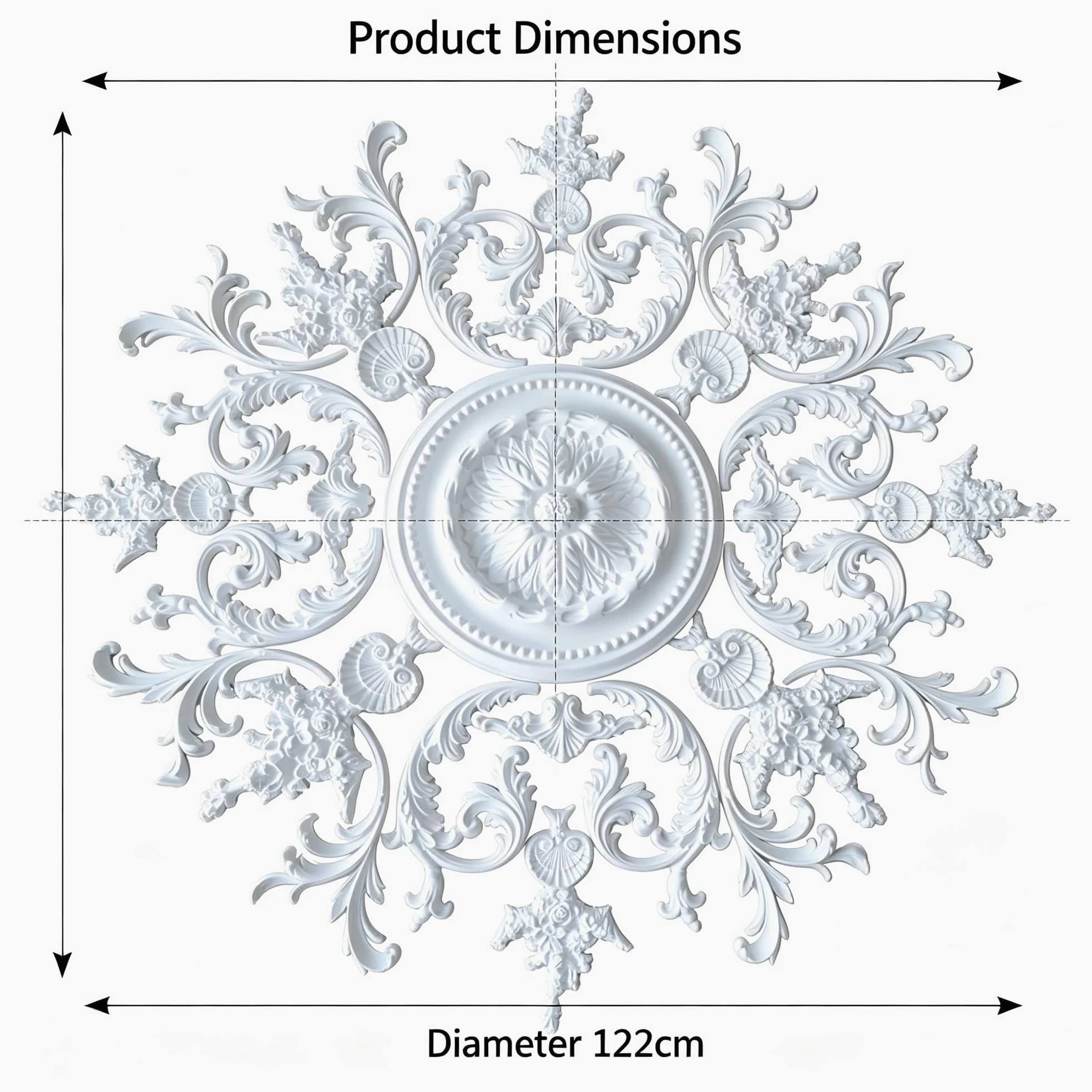 122cm Rosone Lampadario Soffitto Bianco Polistirolo Decorativo | Medaglione del Ventilatore Rotonda Moderno per Pareti Portalampada