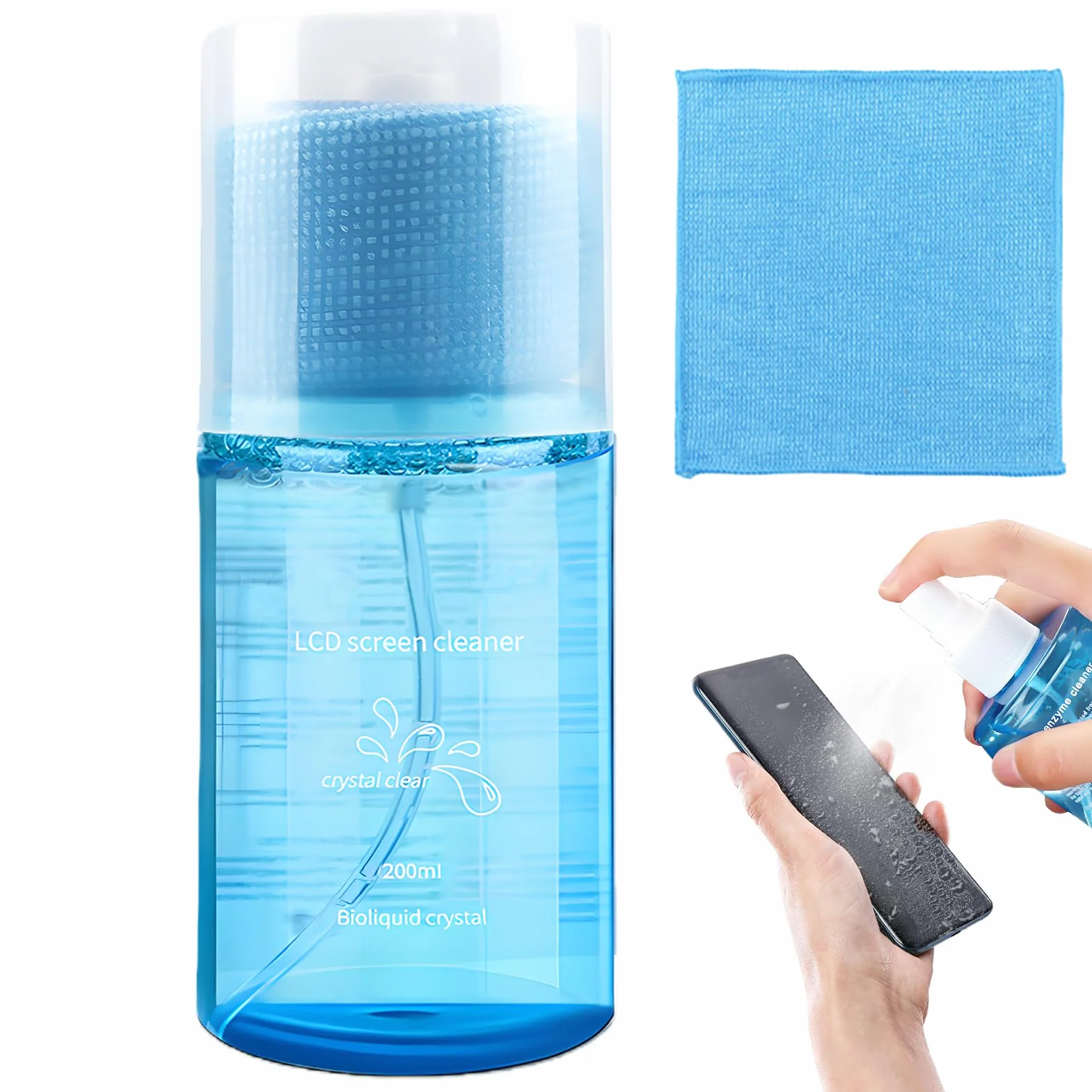 200ml Kit Pulizia Pc, Detergente Schermi Elettronici, Pulisci Schermo Pc + Panno Microfibra Schermo, Spray Pulizia Schermo per Monitor, Laptop, Tablet, Display di Computer