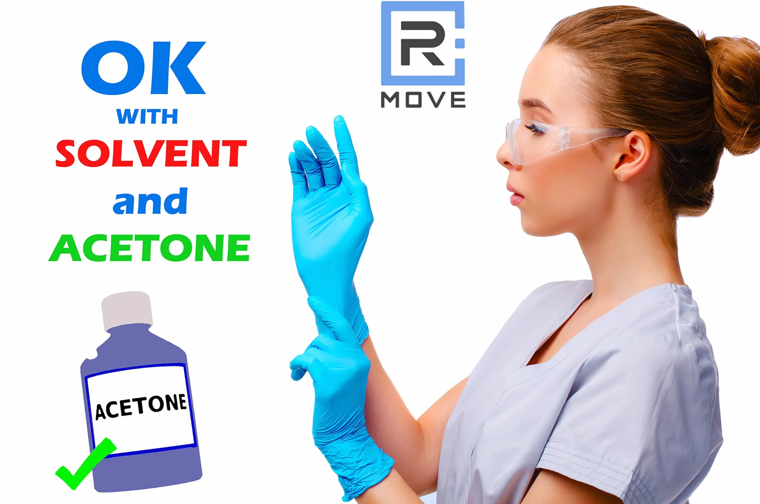 R MOVE 100 guanti in nitrile monouso blu L senza polvere usa e getta per alimenti non sterili ipoallergenici