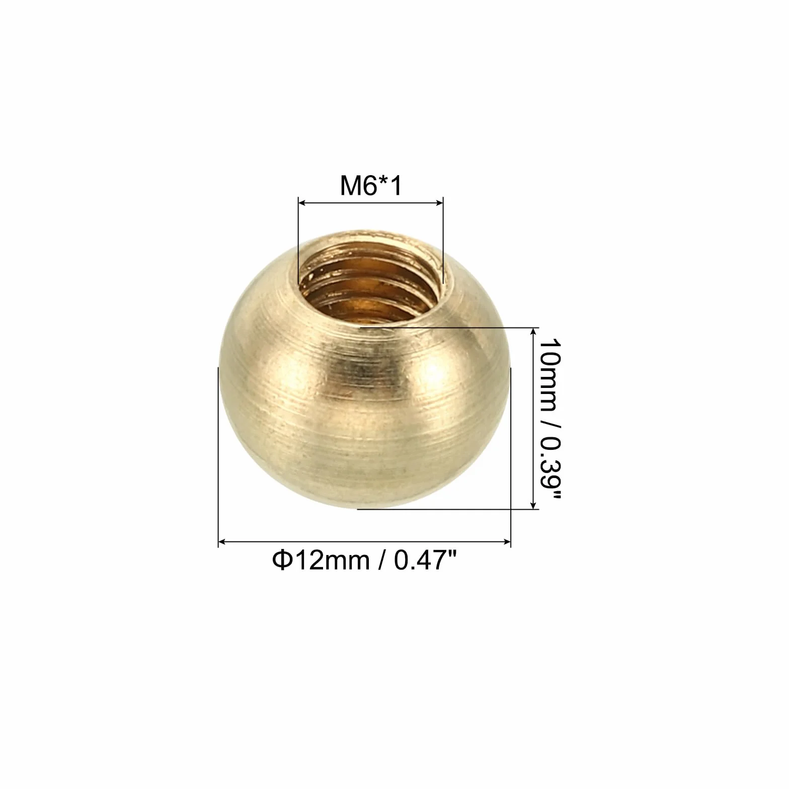 PATIKIL M6x1 Tappo Dadi Manopola Ottone Sfera Lampada Decorazione Vite 12mm