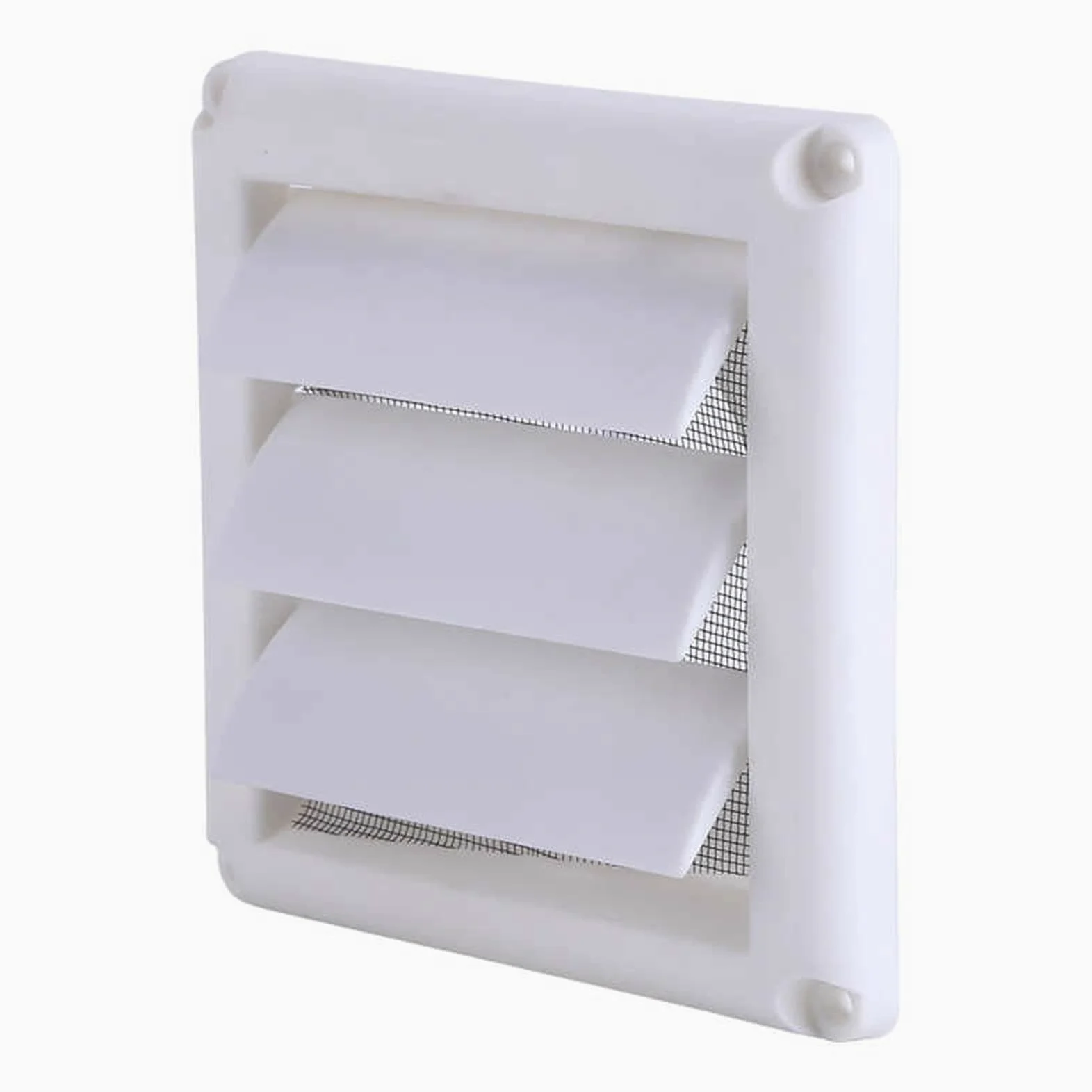 Griglia di ventilazione a parete in plastica | Bianco 15 cm o 20 cm 3 alette con zanzariera: for canalina a parete e aperture a soffitto(20cm)