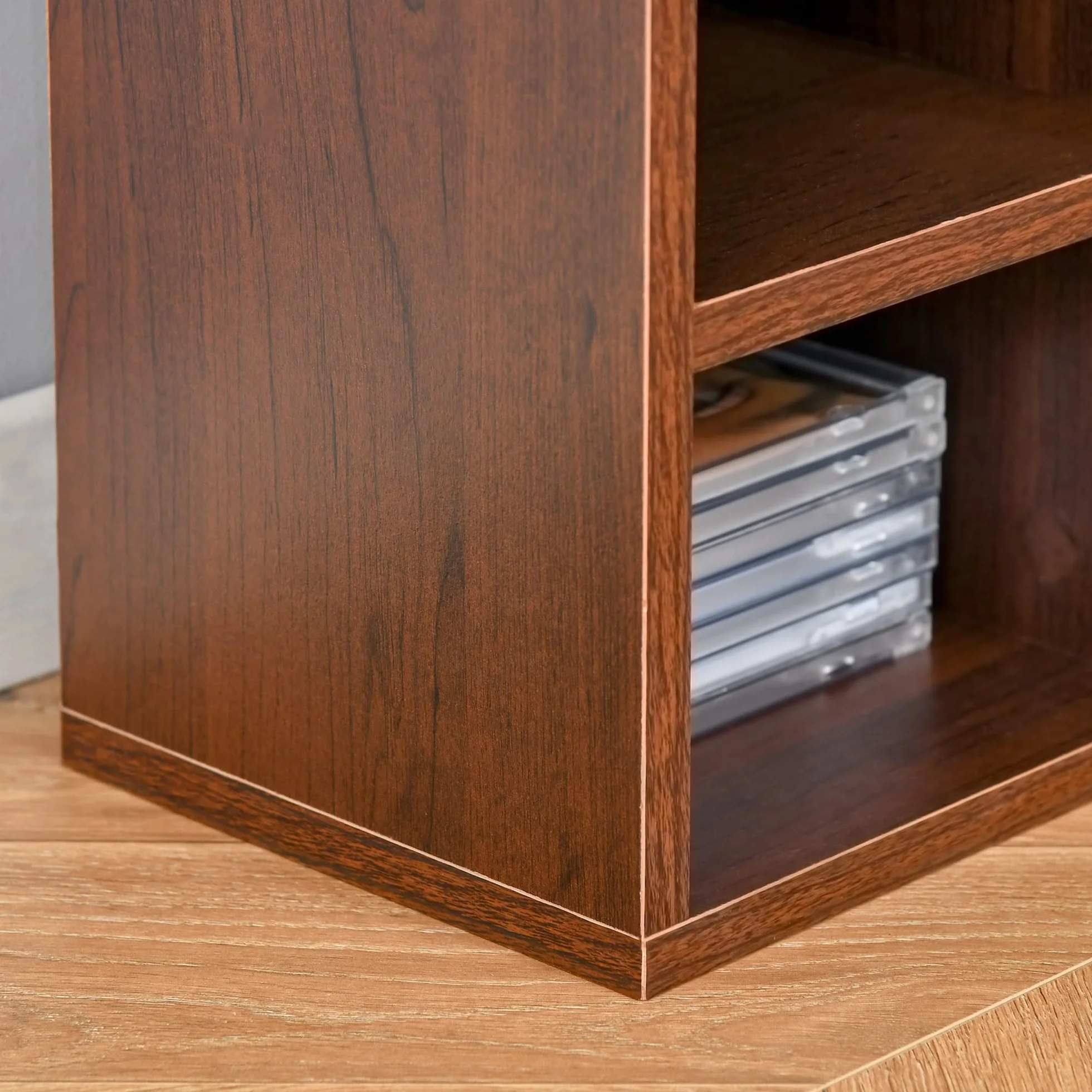 HOMCOM Mobiletto porta CD da Parete con Mensole semplice elegante funzionale in Legno mobile marrone 21 x 20 x 175cm
