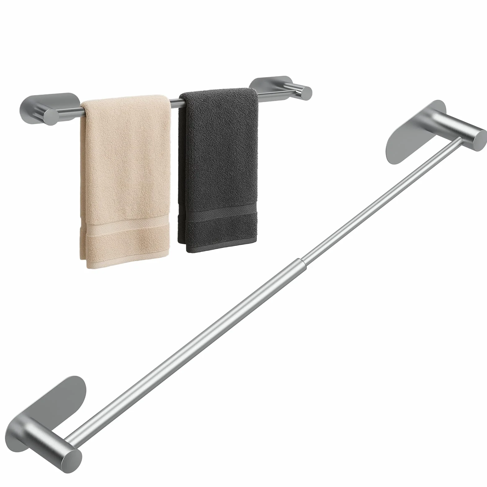 Porta Asciugamani Adesivo in Acciaio Inox Estensibile 37-57,5 cm per Bagno e Cucina