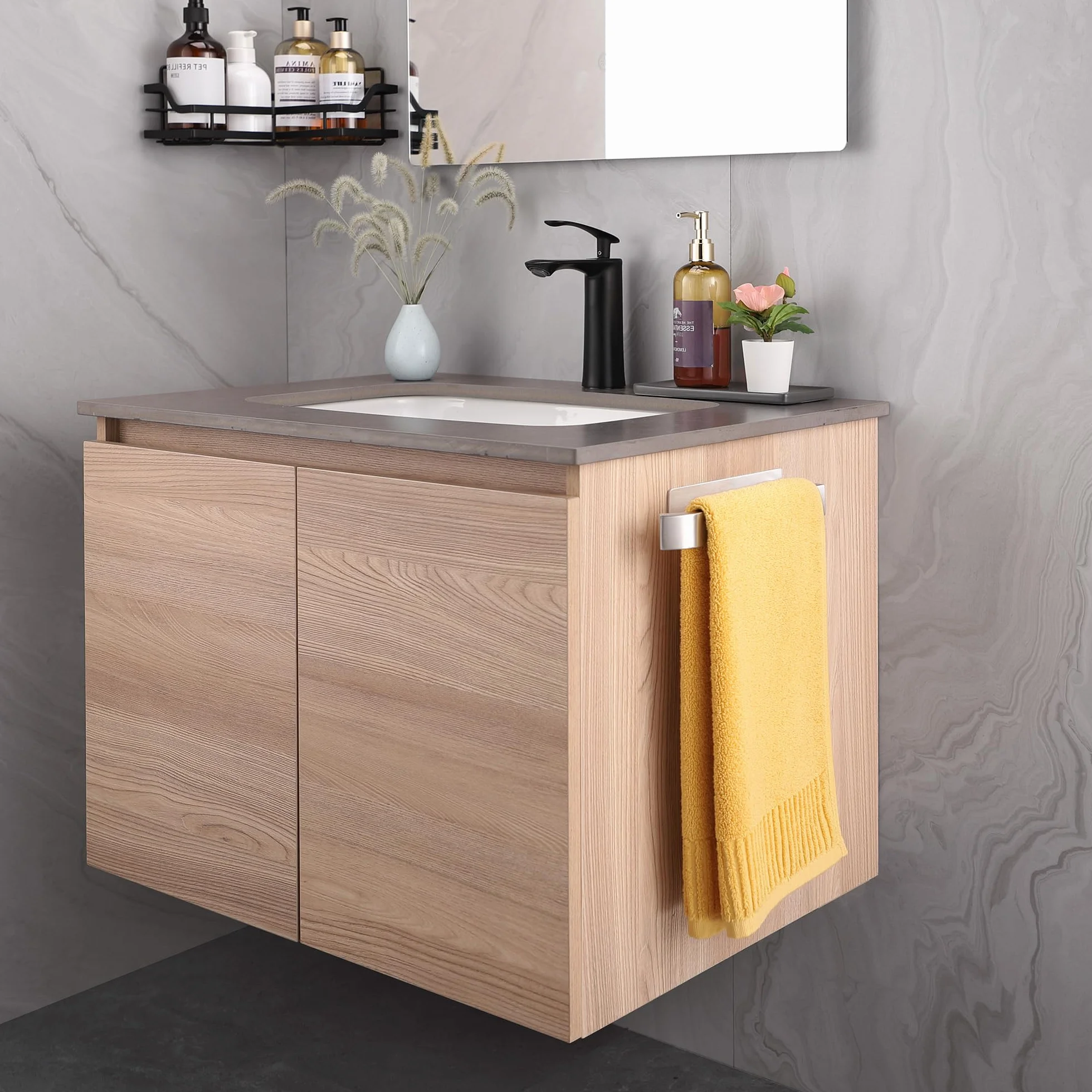 ALOCEO Porta Asciugamani Bagno Adesivo Acciaio Inox Argento 24 cm