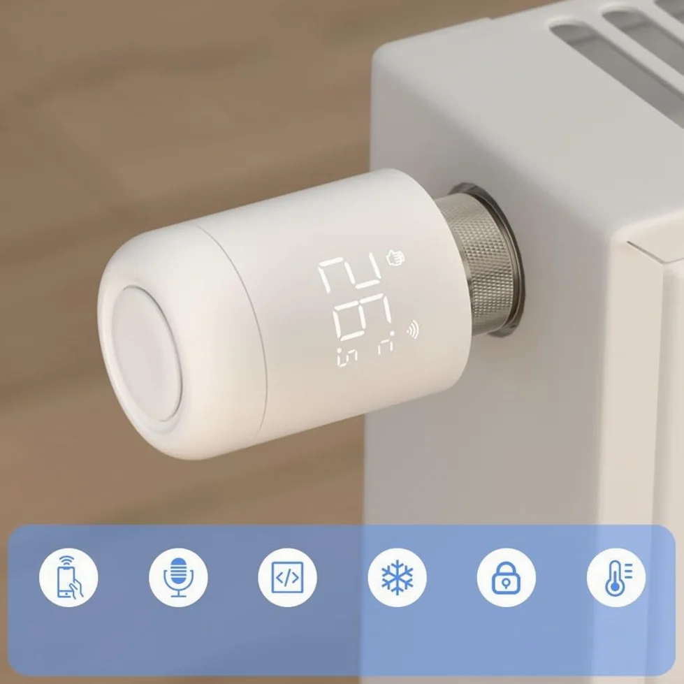 HpLive Valvola termostatica Wi-Fi intelligente, regolatore termosifone, valvola termostatica programmabile, 6 modalità di tempo, sicurezza bambini