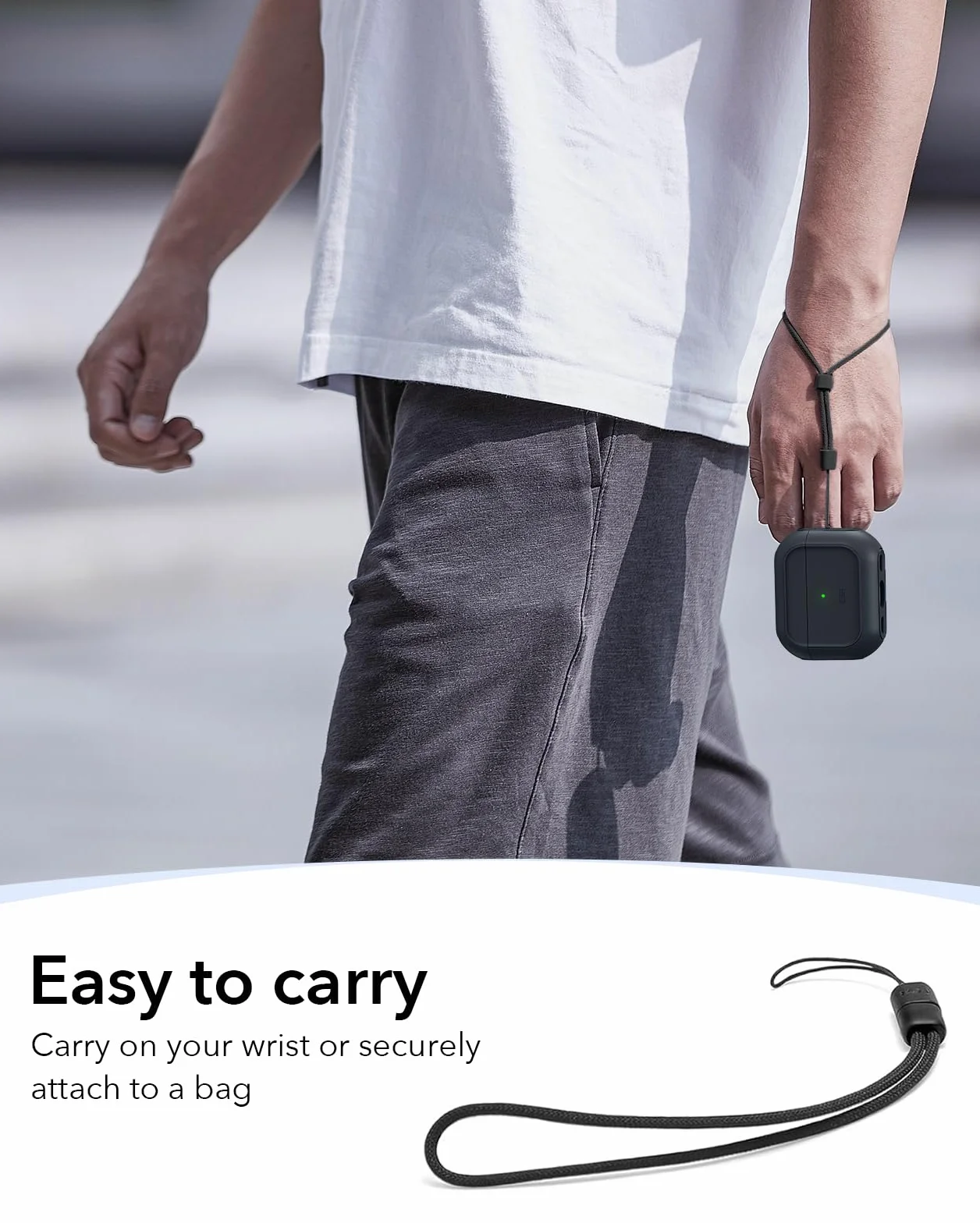 ESR Custodia per AirPods Pro 3, Compatibile con la custodia AirPods Pro di 3a Gen (2025), Compatibile con MagSafe, Protezione completa contro le cadute, Cordino incluso, Nero