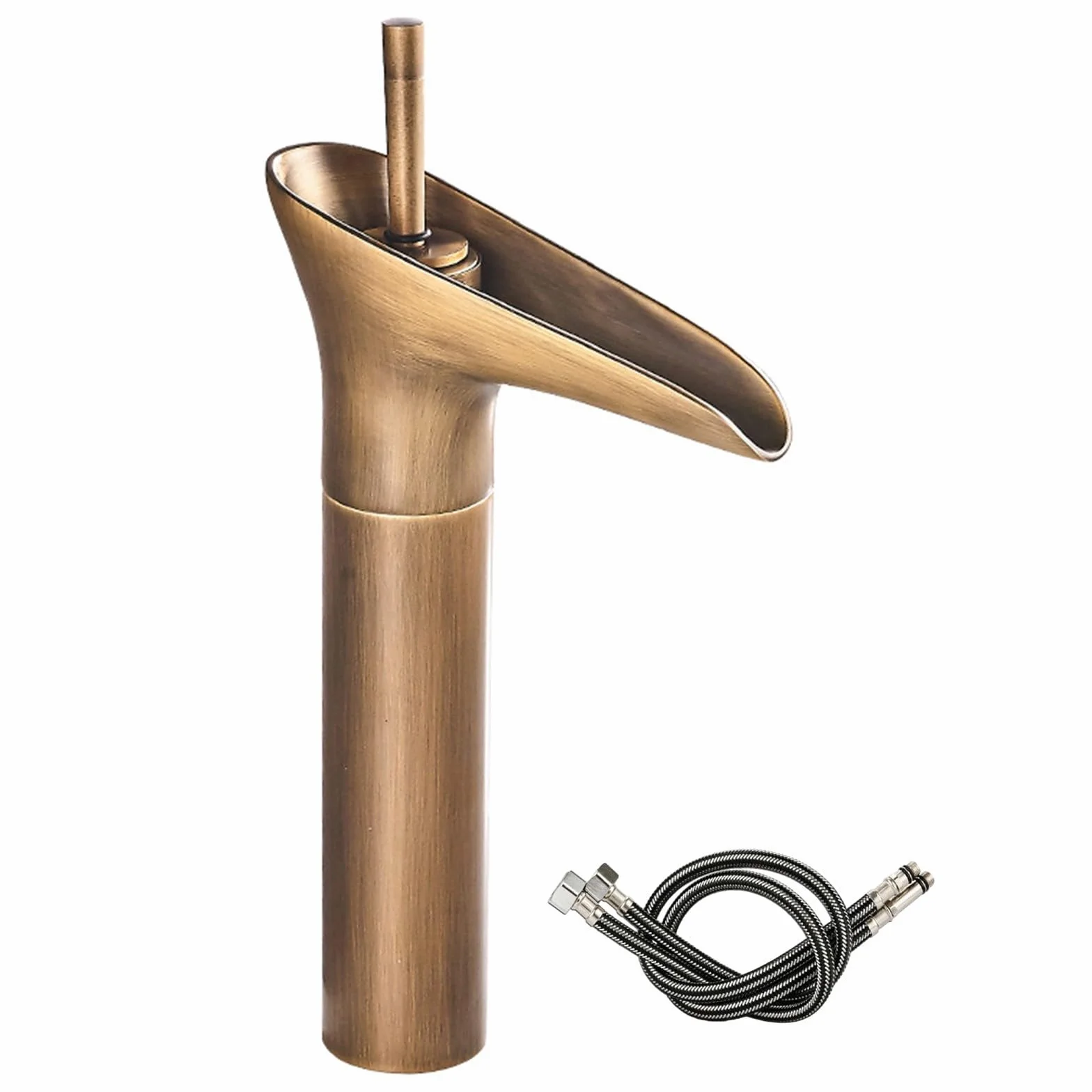 Rubinetto vintage per lavabo a cascata in rame, miscelatore caldo freddo, finitura oro nero, foro 32-35 mm