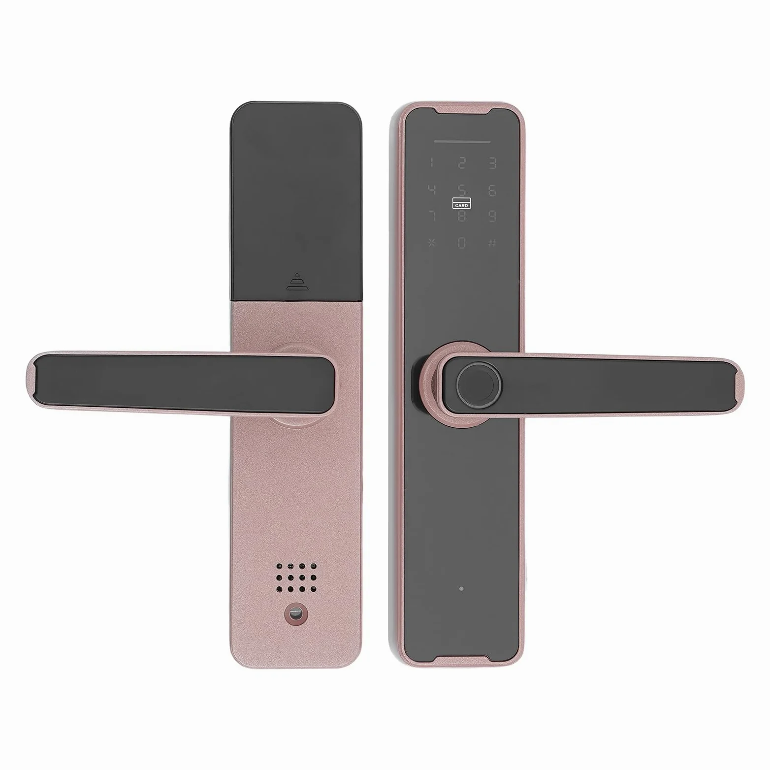 Serratura delle impronte digitali 5 in 1 serratura elettronica supporto del telecomando APP, serratura intelligente impronte digitali chiave scorrevole carta password sblocco (oro rosa)
