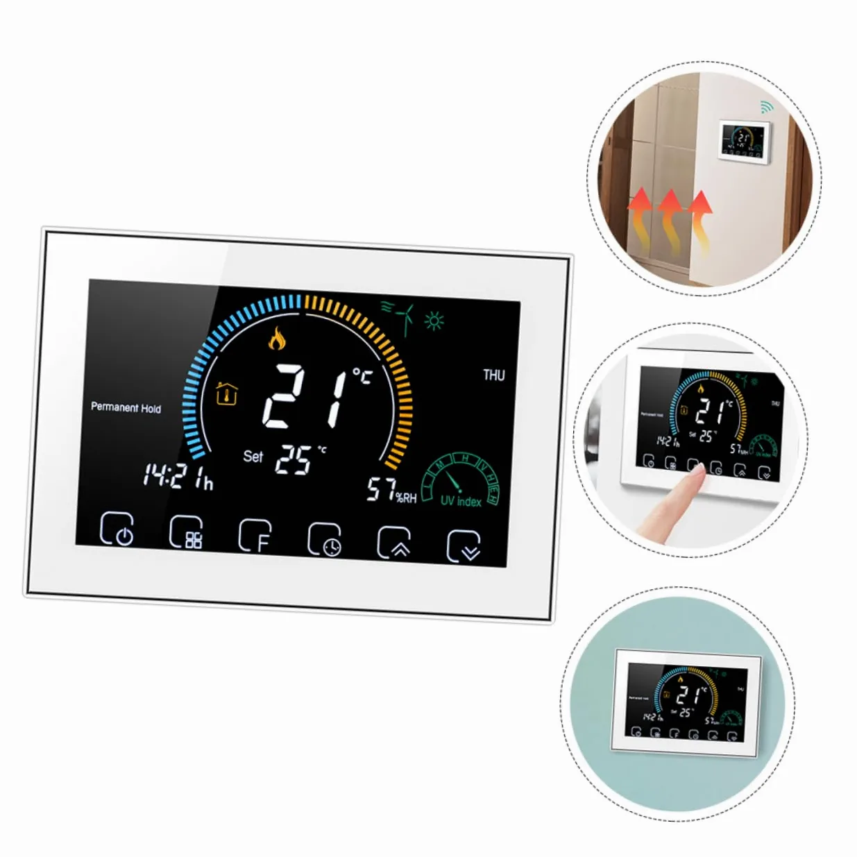 SHINEOFI Termostato Digitale Intelligente Per Riscaldamento Pavimento Schermo Lcd Touch Display Meteo Temperatura e Umidità Facile Installazione e Controllo Manuale o Programmabile