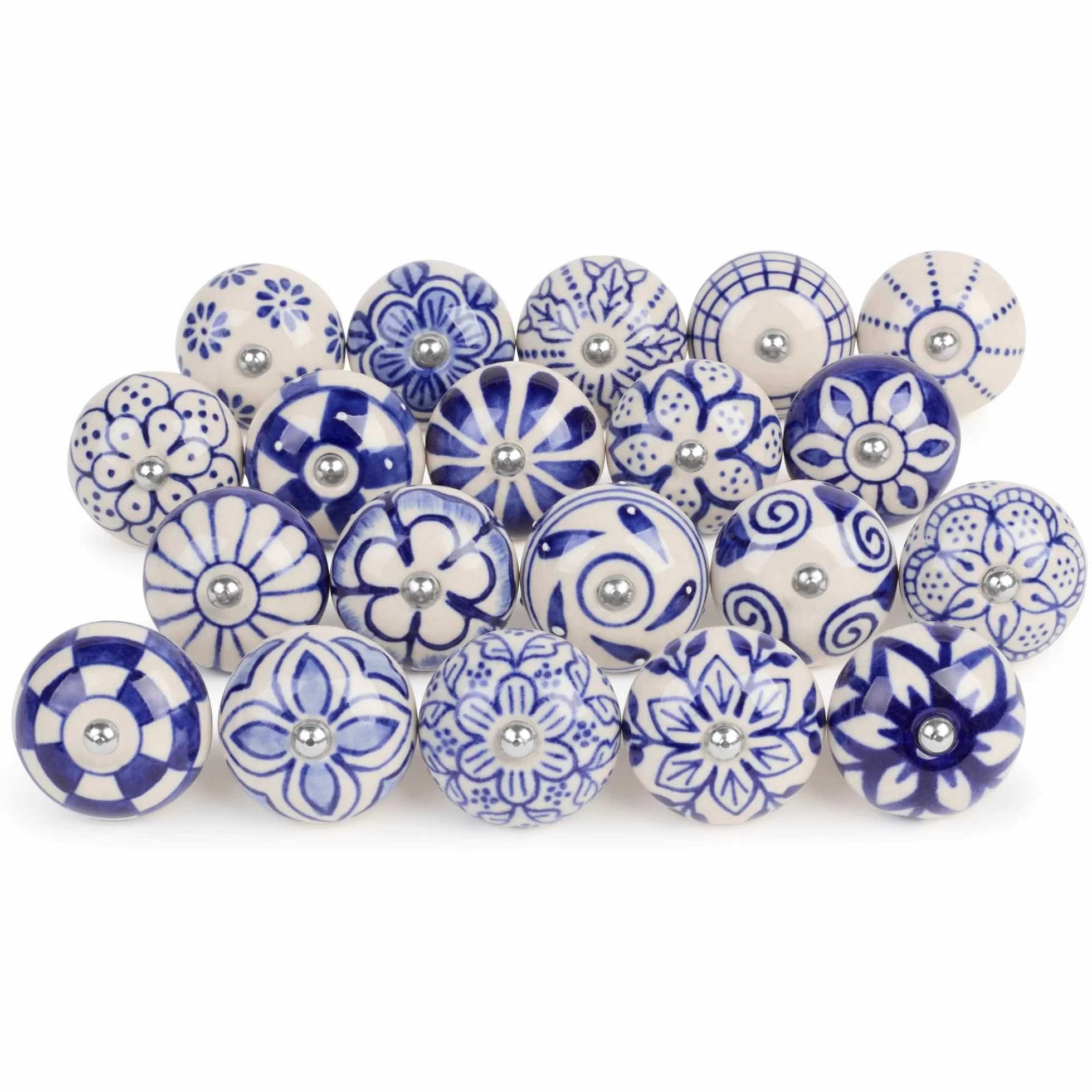 Pomelli in ceramica vintage dipinti a mano Set da 20 per cassetti armadi porte cucina