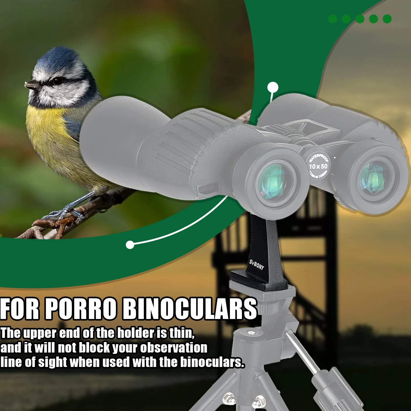 Svbony Adattatore Treppiede 1/4 inch Completamente in Metallo Binocolo Treppiede Adattatore per Bird Watching Osservazione della Fauna Selvatica (0.7cm)