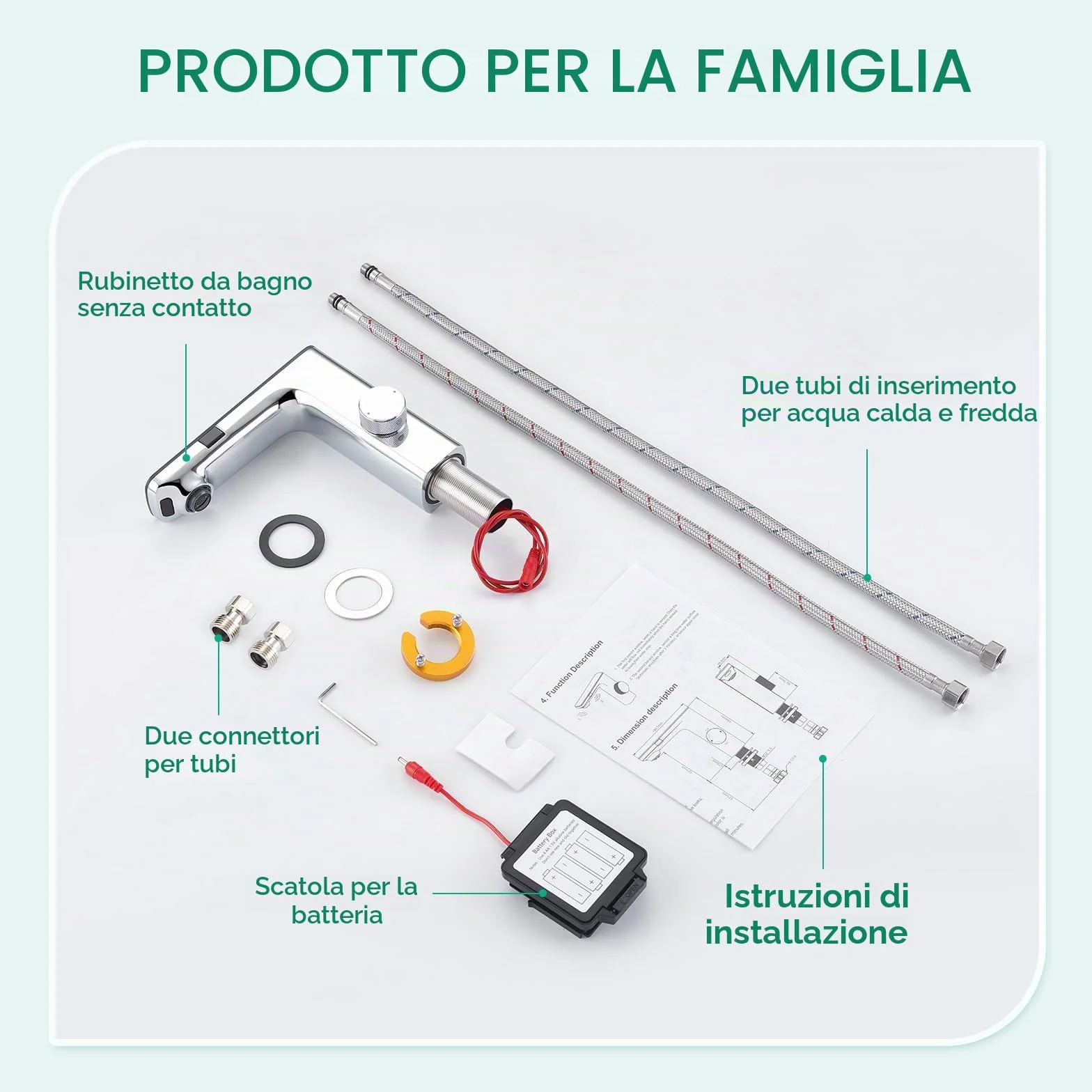 CREA Rubinetto Bagno Infrarossi, Miscelatore Lavabo Automatico con Sensore Cromato
