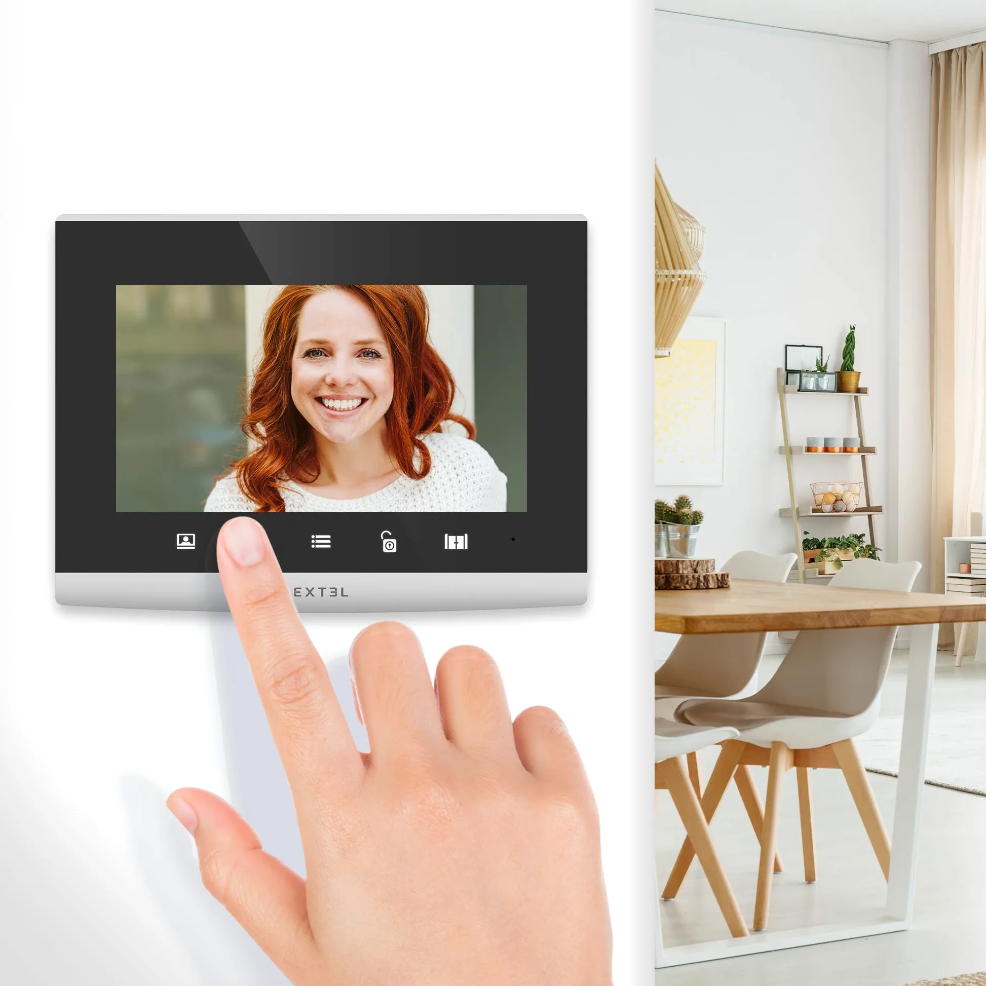 Avidsen Videocitofono cablato con schermo in vetro da 7" collegato al tuo smartphone con tastiera a codice integrato - Extel Code Connect
