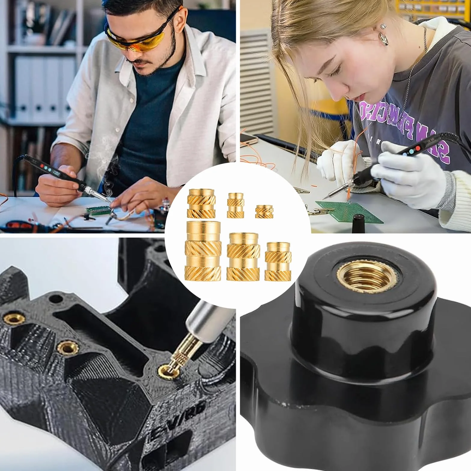 Einschmelzgewinde Einpressmuttern per Stampa 3D – Set da 360 Pezzi Inserti Filettati in Ottone M2.5/M3/M4/M5/M6 – Per Elettronica, Auto, Costruzione di Dispositivi