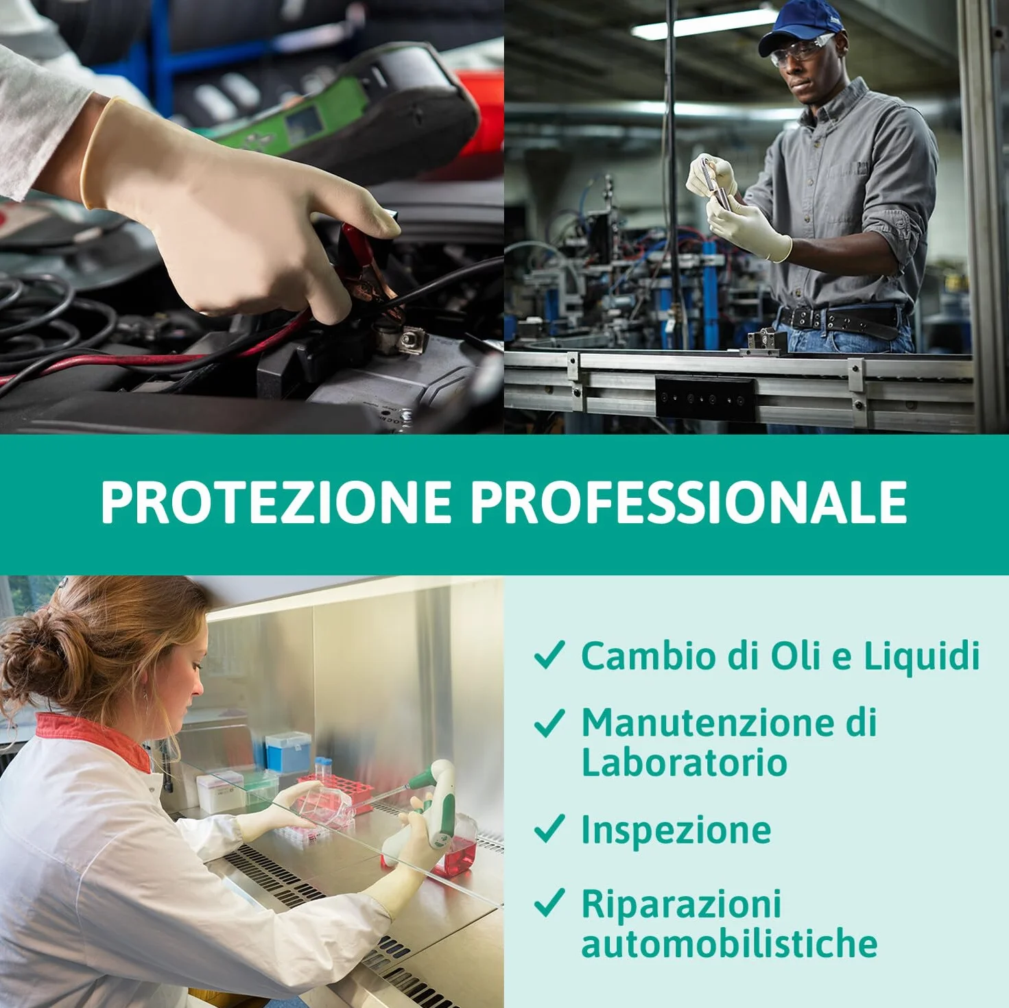 Ansell MicroFlex 63-864 Guanti Monouso in Lattice, Senza Polvere, Taglia M (100 Pezzi)