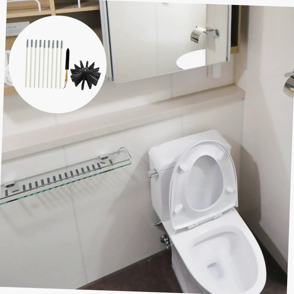 Cabilock Scovolino per Rimuovere Fuliggine Canne Fumarie in Nylon Manico in Legno Set 9 Aste Flessibili in Ferro e Ottimizzare Funzionamento per Pulizia Asciugatrice e Condotti