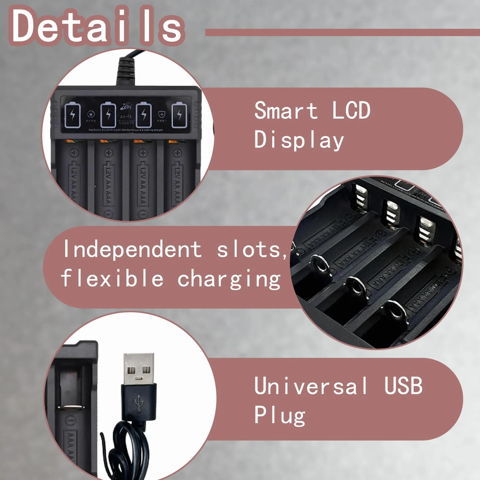 Caricabatterie Indipendente A 4 Slot Per Batterie Ricaricabili AA E AAA Ni-MH, Display LCD, Sistema Di Raffreddamento E Sicurezza Avanzata Per Ricariche Efficaci, Caricatore Pile Ricaricabili