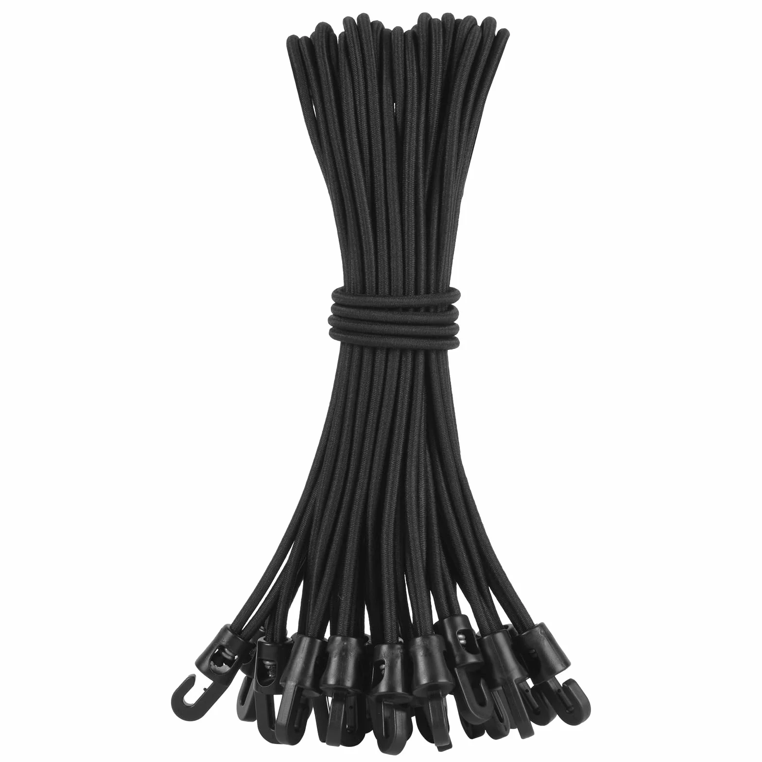 Tenditore per telo con Ganci, 25 cm x 18 Pezzi Tenditore per telo con Ganci, Doppio Gancio per Corda Elastica per Teli, Tende, Portapacchi, Auto e Biciclette, Esterno - Nero