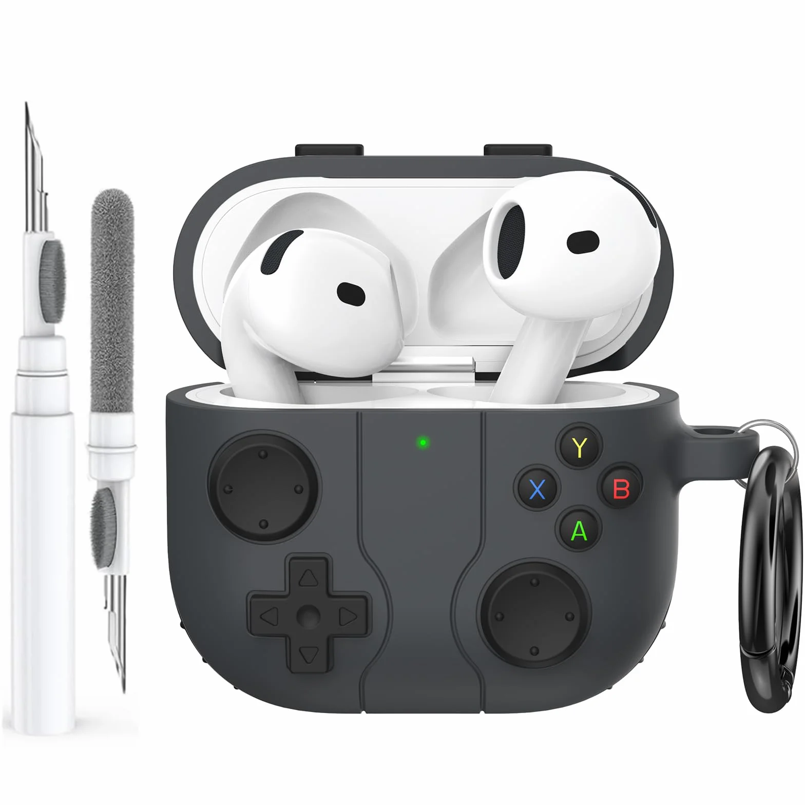 AhaStyle AirPods 4 Custodia Cover con Kit Pulizia Retro Handheld Game Console Design per AirPods 4a Generazione Custodia Morbida Pelle Protettiva in Silicone per Apple AirPods4 2024 Custodia Ricarica