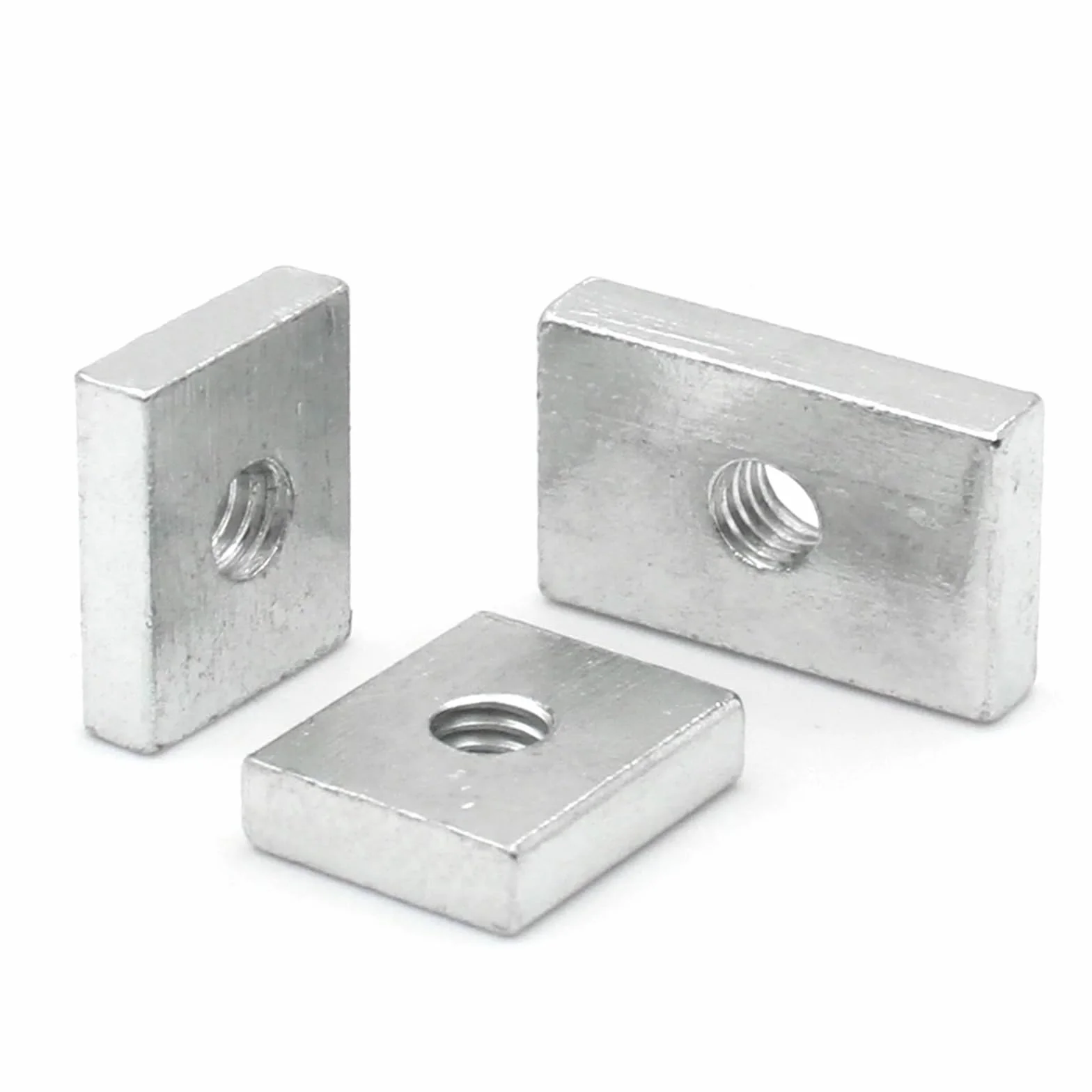 50 pezzi Dadi quadrati sottili rettangolari in acciaio al carbonio zincato M3 M4 M5 M6 M8 Blocco scorrevole for profili in alluminio M6-24x12x2.5