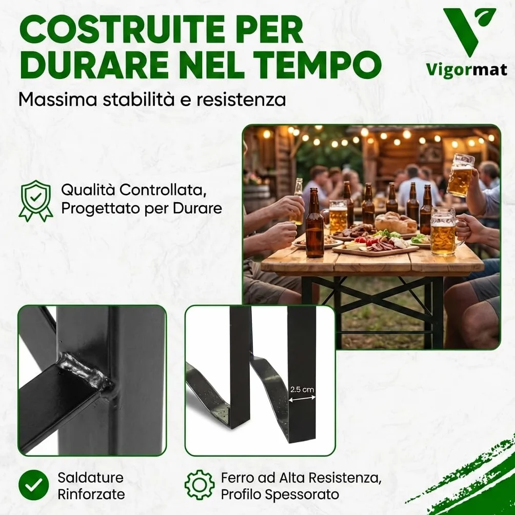 Gambe Pieghevoli per Tavolo in Metallo 73x53 cm, Ferro, Kit Fissaggio Incluso - 2 Gambe + Kit, Nero