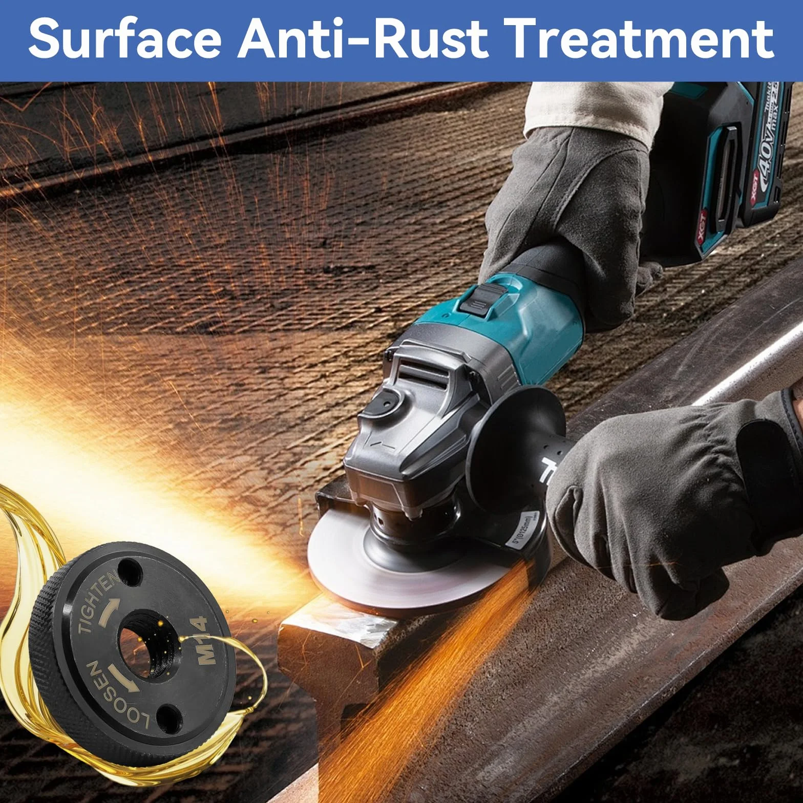 Dado a sgancio rapido M14 nero per smerigliatrice angolare Makita Dewalt