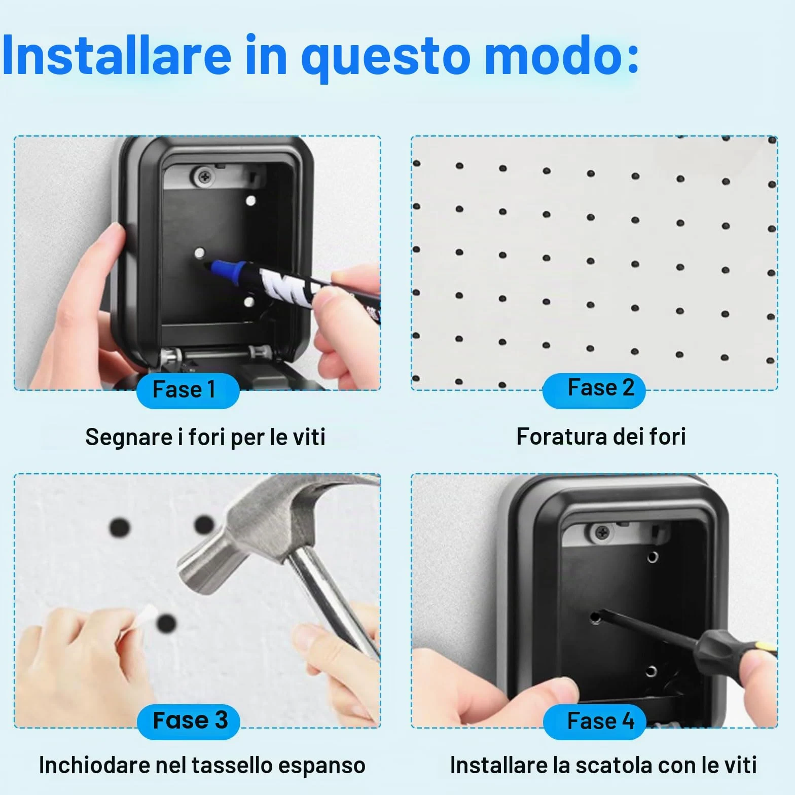 Smart Key Box, Bluetooth Lock Box supporta app TTLock e codice PIN, cassaforte con codice numerico a 12 cifre, adatto per esterni e impermeabili