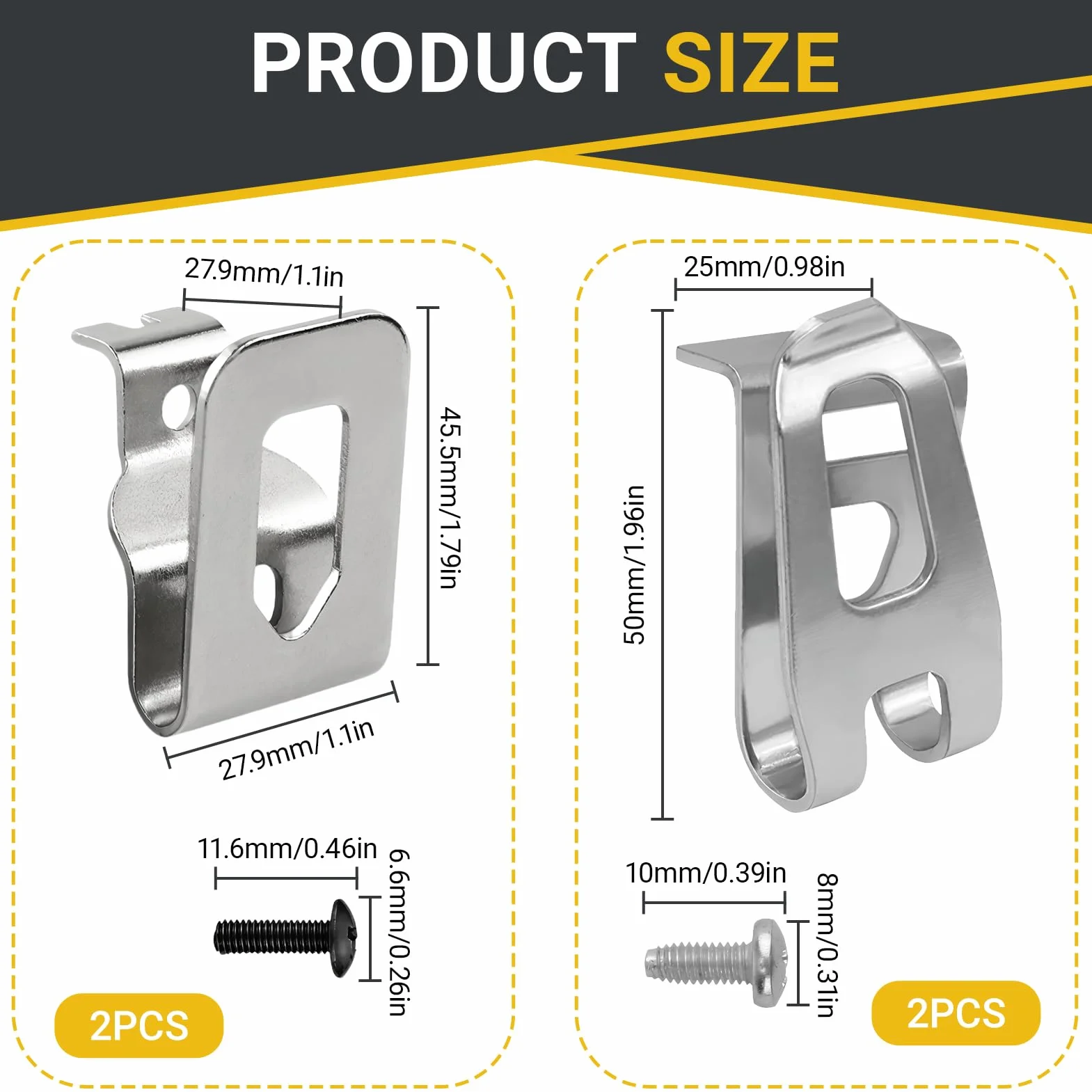 Clip Per Cintura Di Ricambio In Acciaio Inox 4 Pezzi Per Dewalt 20v Makita 12v 18v Xfd01 Dtd144