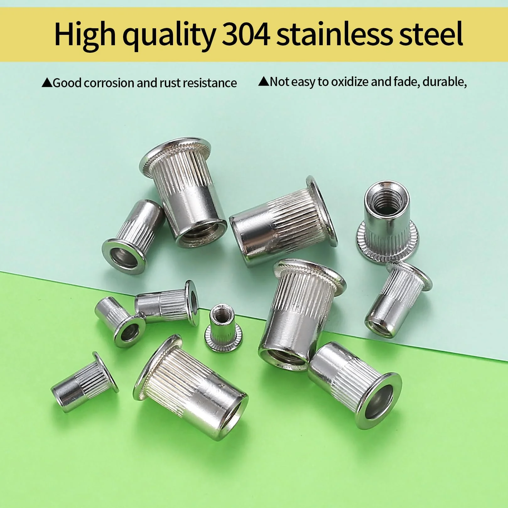 Zestaw 165 Pz Rivetti Filettati M3-M8 Nutsert Dado Rivetto Testa Piatta per Metallo