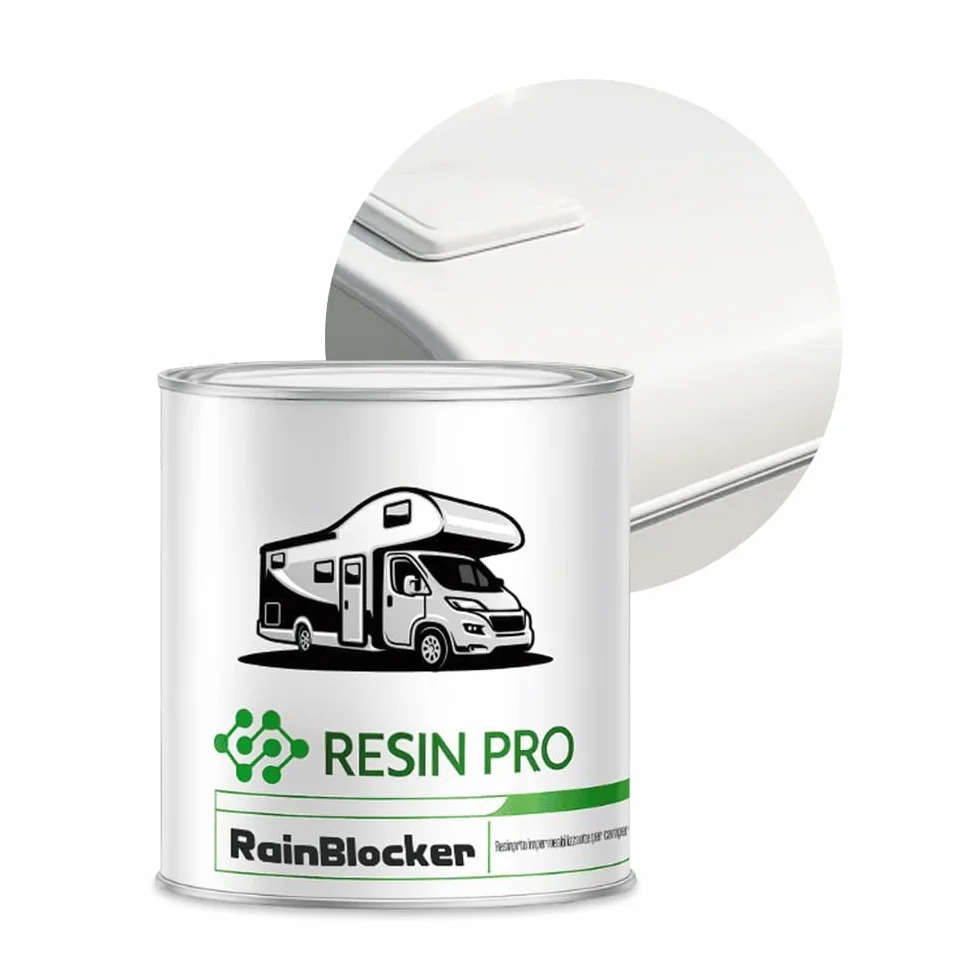 Resin Pro RainBlocker Rivestimento Impermeabilizzante Elastico Tetti Camper Van Caravan Membrana Protettiva Bianco Anti-UV 1 kg