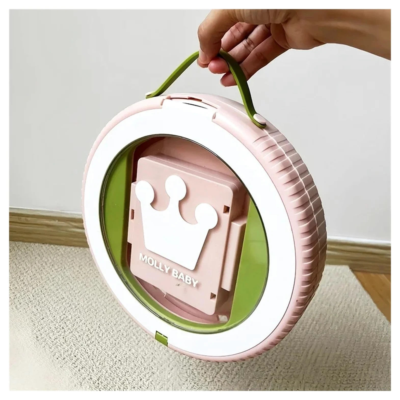 Toilette portatile vasino pieghevole a forma di cartone animato per viaggi di emergenza con borse(Green)